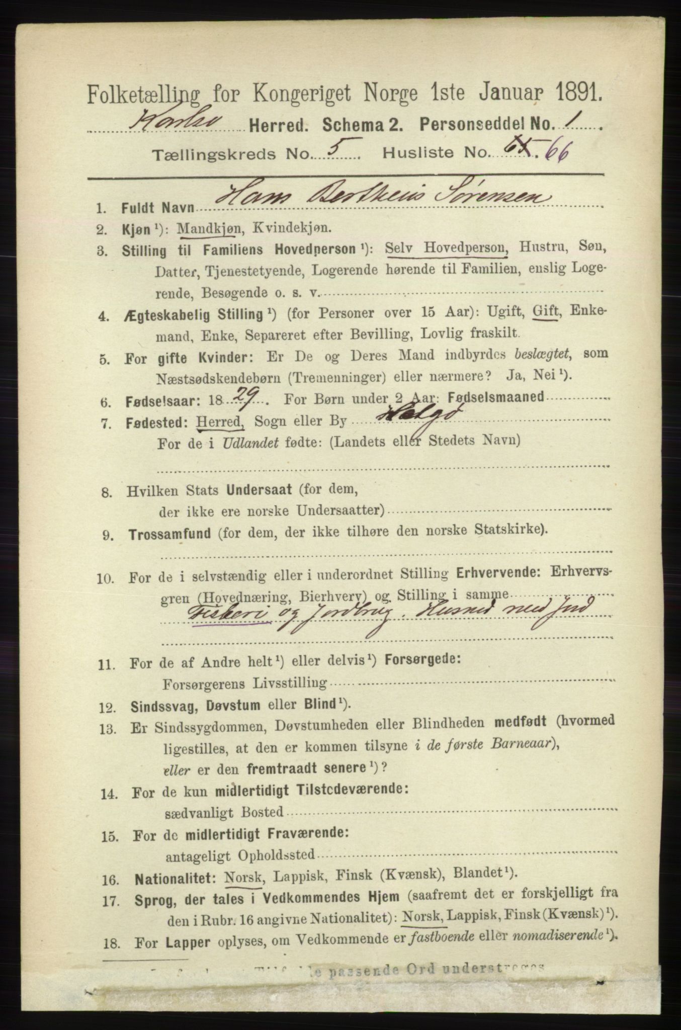 RA, 1891 census for 1936 Karlsøy, 1891, p. 1753