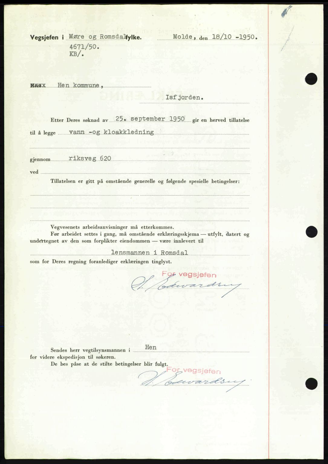 Romsdal sorenskriveri, AV/SAT-A-4149/1/2/2C: Mortgage book no. A34, 1950-1950, Diary no: : 3679/1950