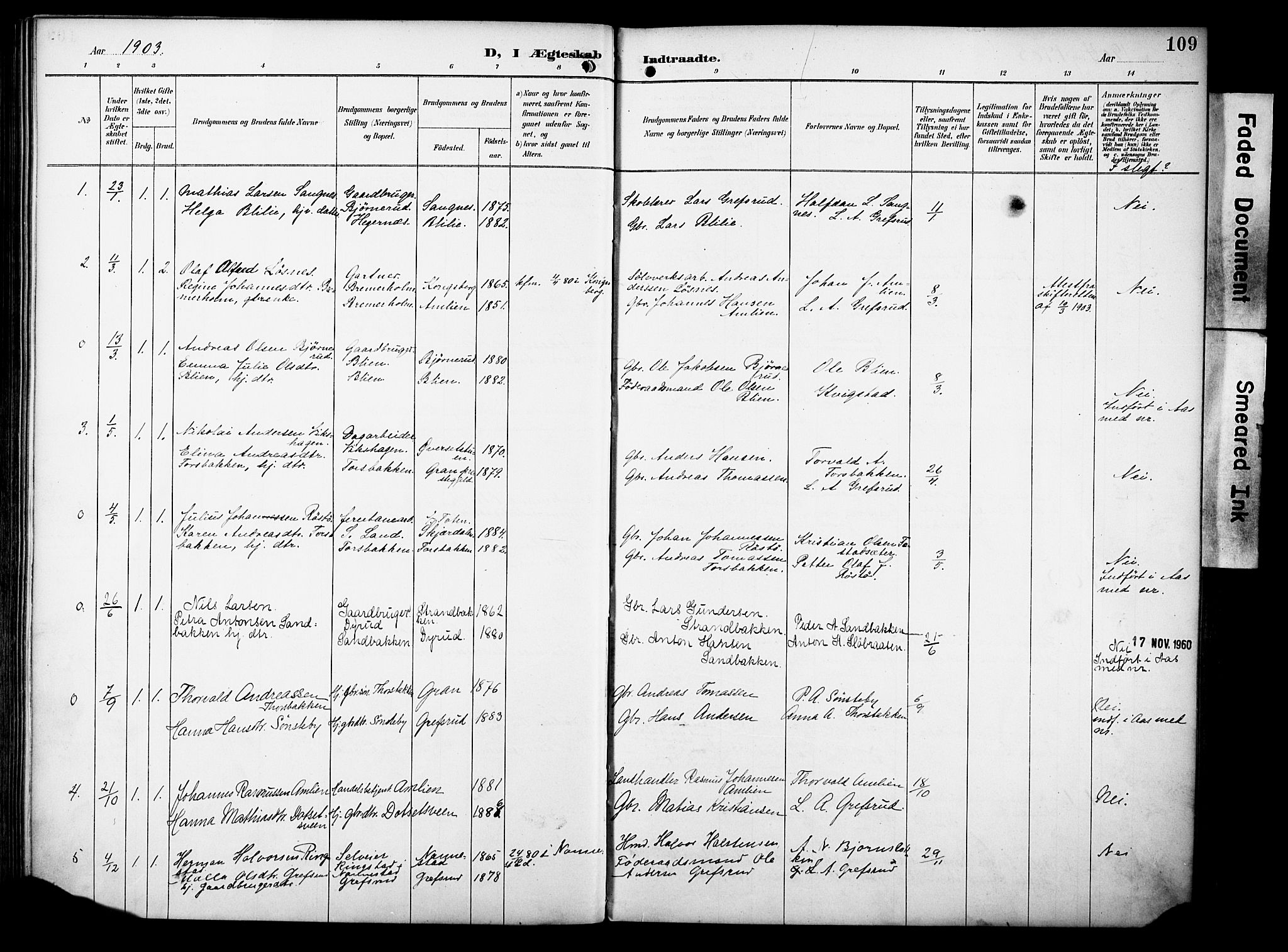 Vestre Toten prestekontor, SAH/PREST-108/H/Ha/Haa/L0012: Parish register (official) no. 12, 1890-1906, p. 109