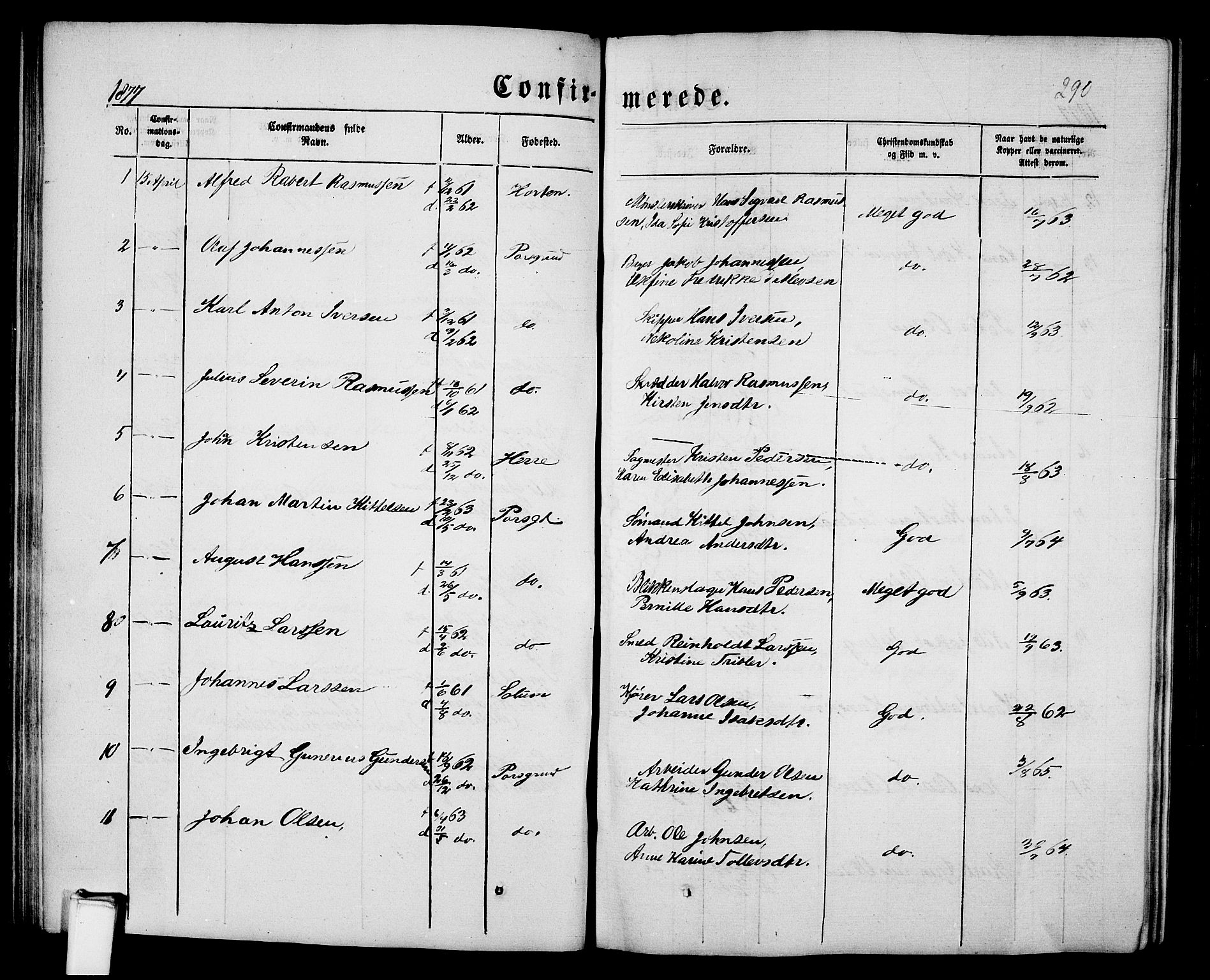 Porsgrunn kirkebøker , SAKO/A-104/G/Gb/L0004: Parish register (copy) no. II 4, 1853-1882, p. 290