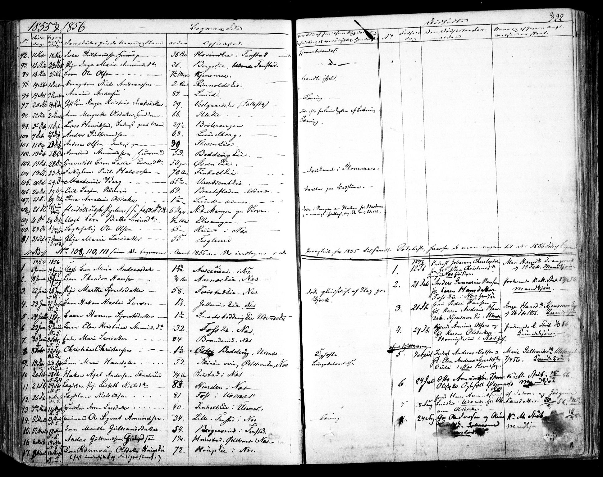 Nes prestekontor Kirkebøker, SAO/A-10410/F/Fa/L0007: Parish register (official) no. I 7, 1846-1858, p. 322