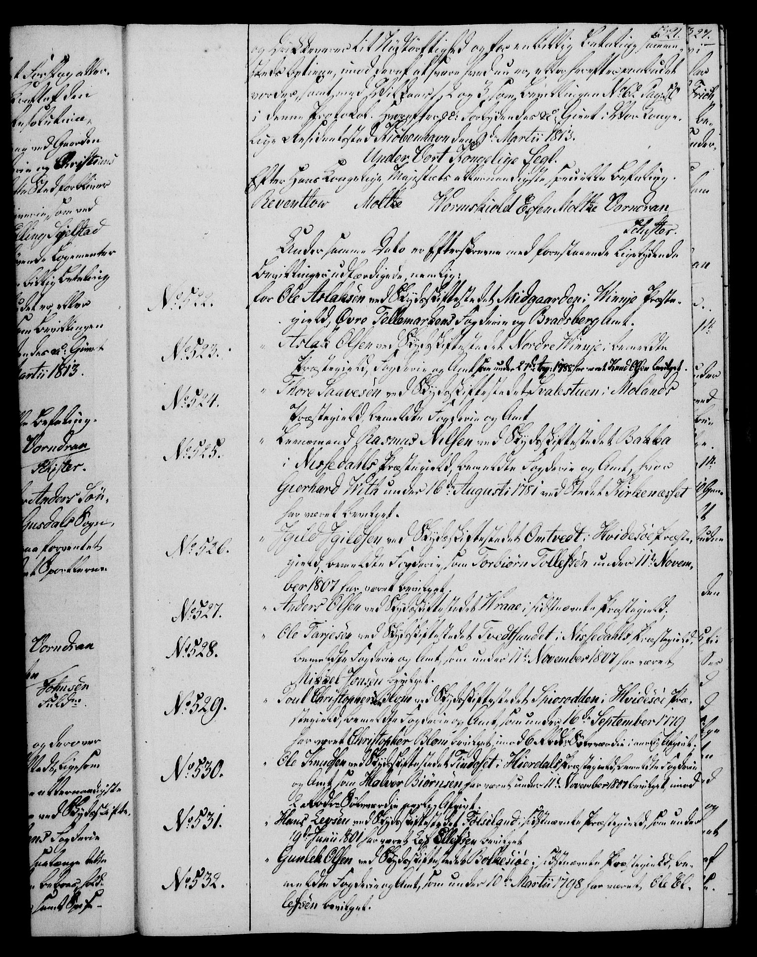 Rentekammeret, Kammerkanselliet, AV/RA-EA-3111/G/Gg/Gga/L0020: Norsk ekspedisjonsprotokoll med register (merket RK 53.20), 1811-1814, p. 321