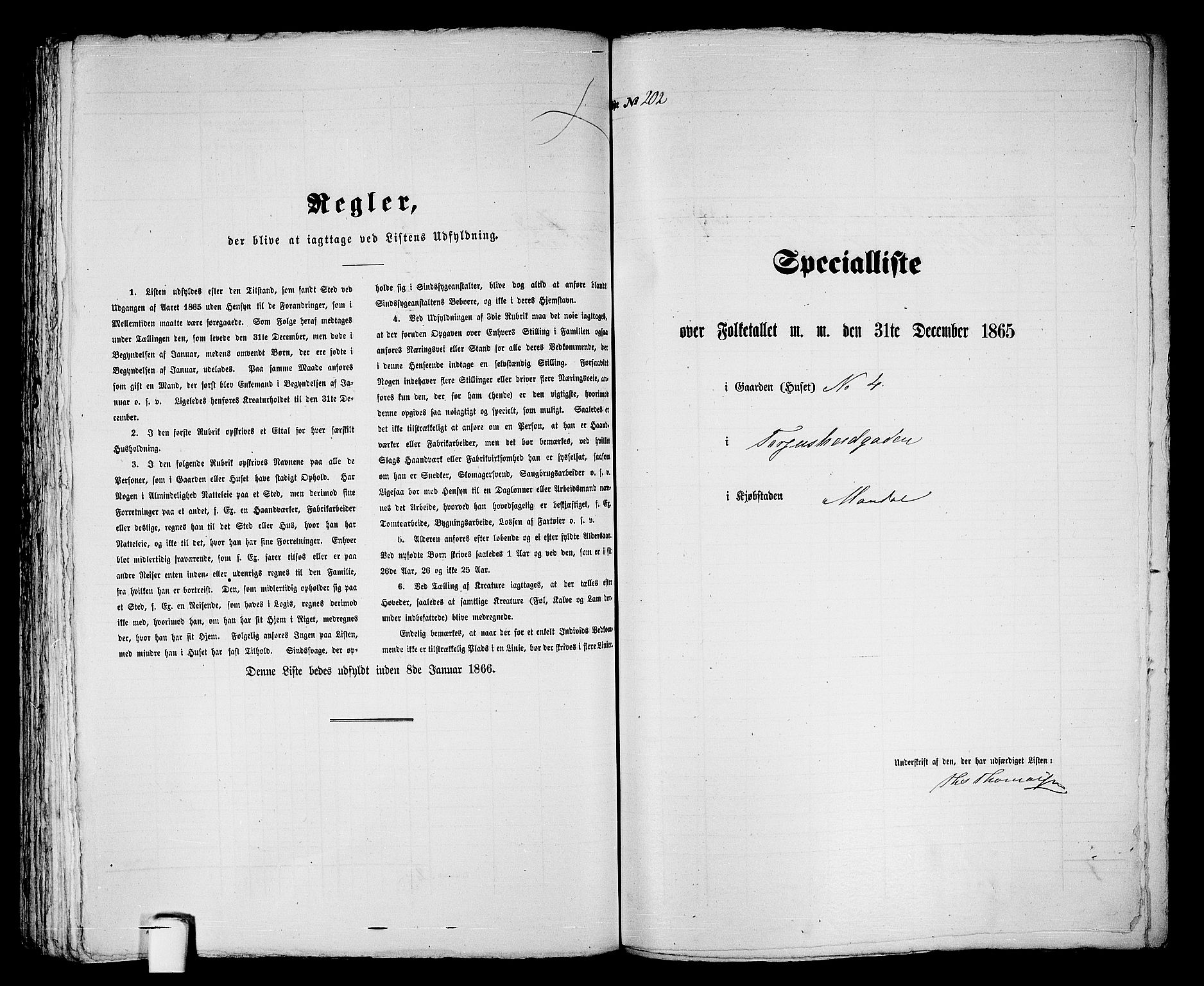 RA, 1865 census for Mandal/Mandal, 1865, p. 406