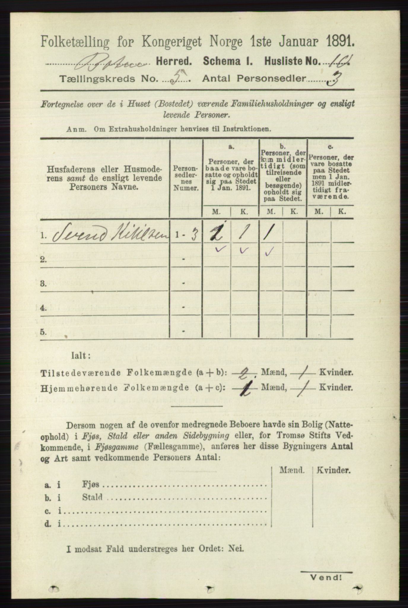 RA, 1891 census for 0715 Botne, 1891, p. 1908