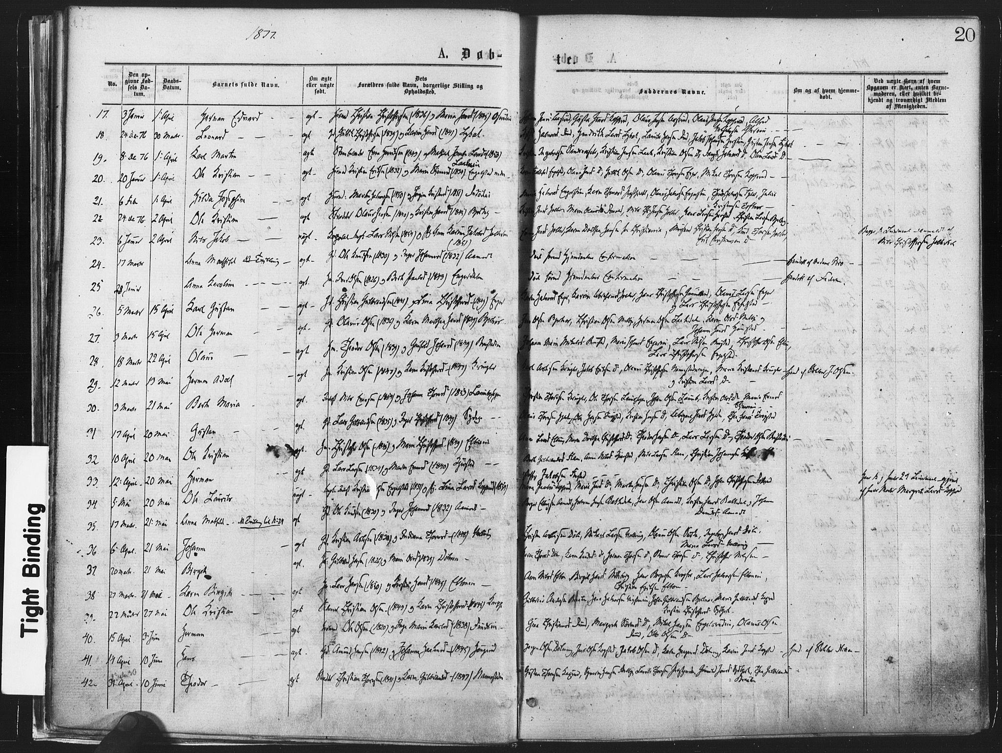 Nannestad prestekontor Kirkebøker, SAO/A-10414a/F/Fa/L0013: Parish register (official) no. I 13, 1873-1880, p. 20