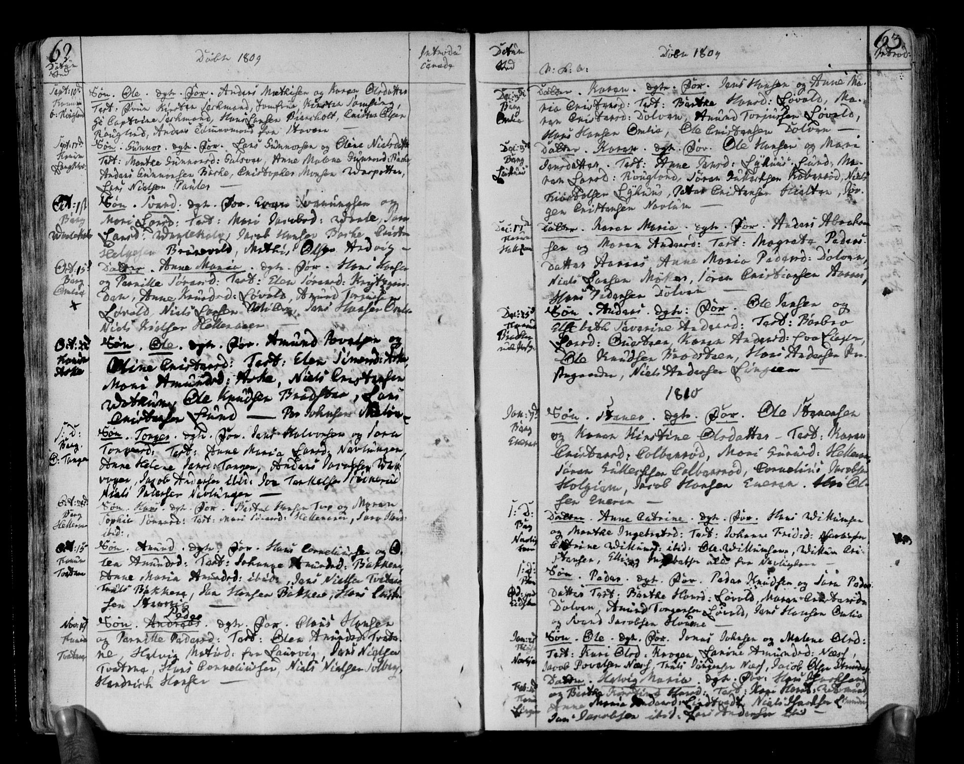 Brunlanes kirkebøker, AV/SAKO-A-342/F/Fa/L0002: Parish register (official) no. I 2, 1802-1834, p. 62-63