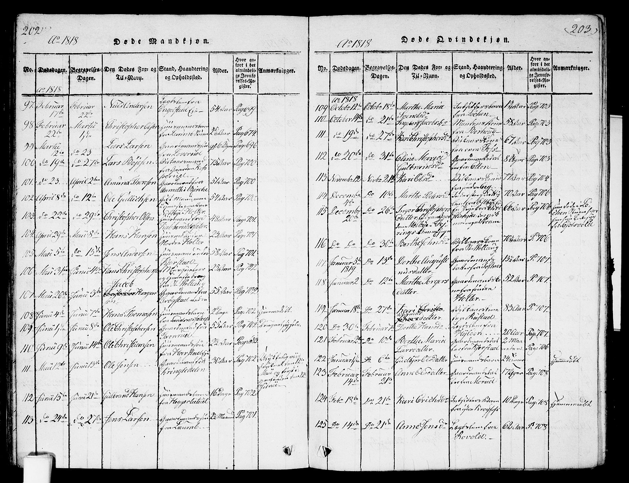 Nannestad prestekontor Kirkebøker, SAO/A-10414a/G/Ga/L0001: Parish register (copy) no. I 1, 1815-1839, p. 202-203