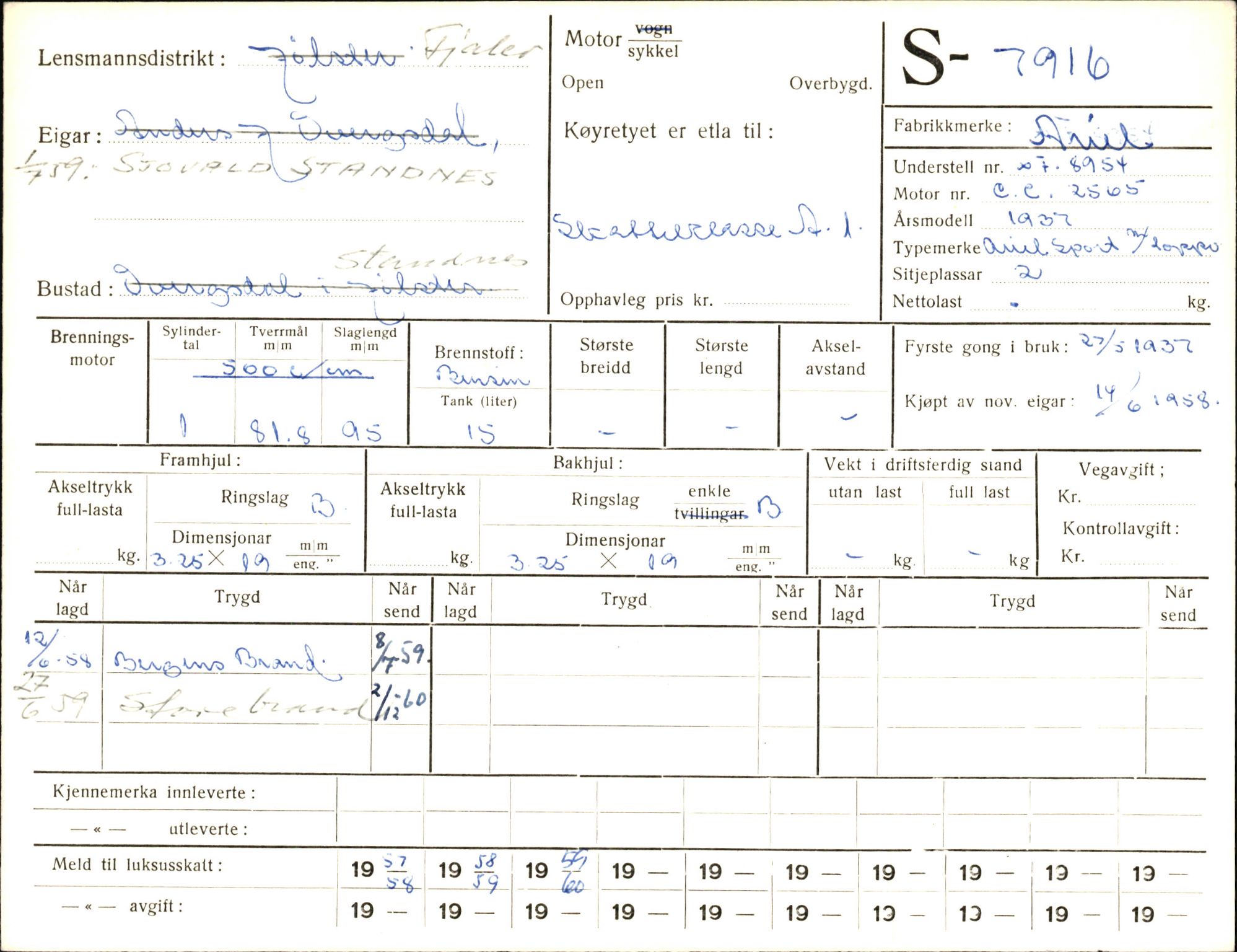 Statens vegvesen, Sogn og Fjordane vegkontor, AV/SAB-A-5301/4/F/L0005: Registerkort utmeldte Fjordane S7900-8299, 1930-1961, p. 26