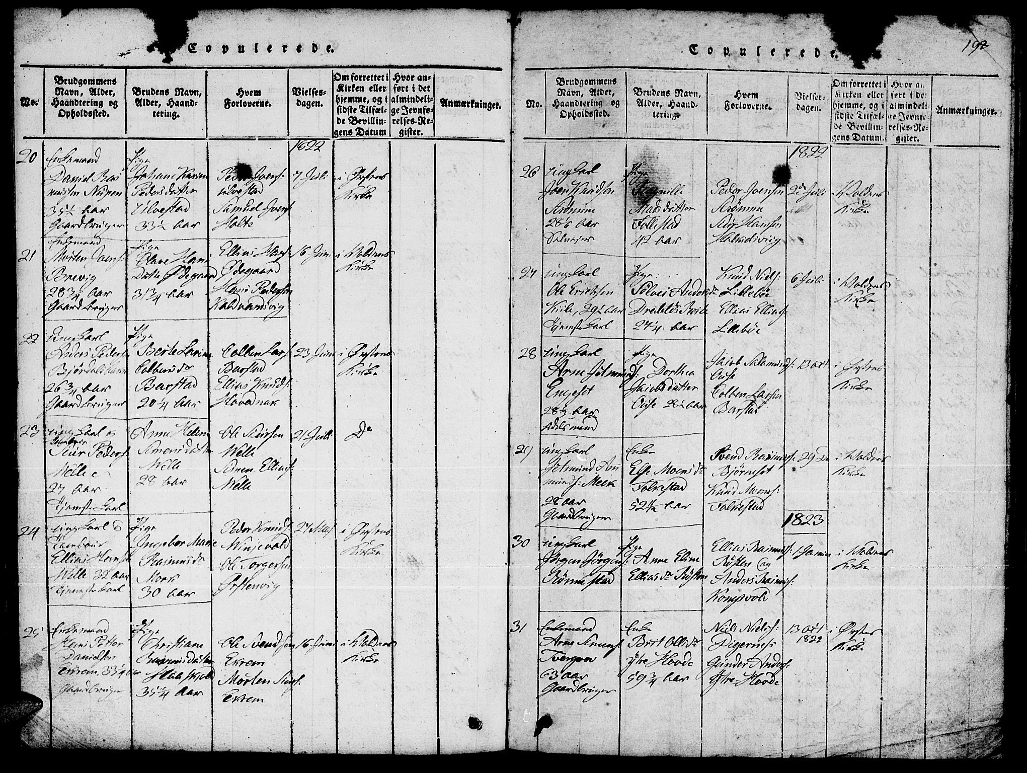 Ministerialprotokoller, klokkerbøker og fødselsregistre - Møre og Romsdal, AV/SAT-A-1454/511/L0155: Parish register (copy) no. 511C01, 1817-1829, p. 198