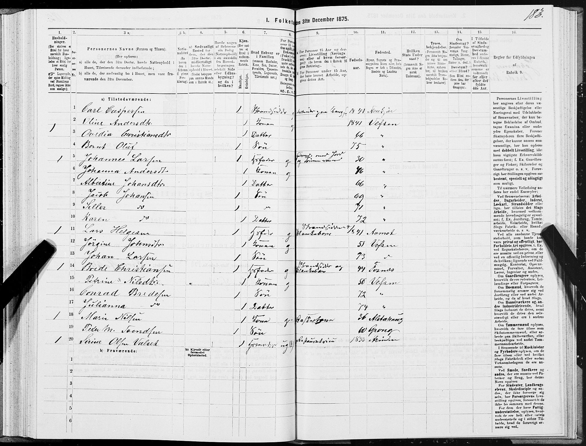 SAT, 1875 census for 1824L Vefsn/Vefsn, 1875, p. 2183