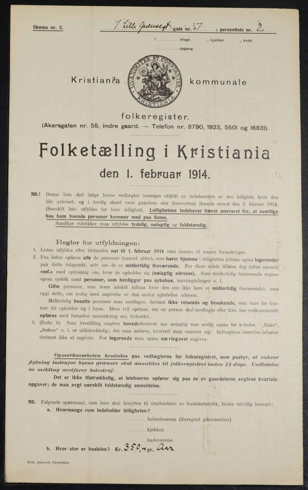 OBA, Municipal Census 1914 for Kristiania, 1914, p. 57485