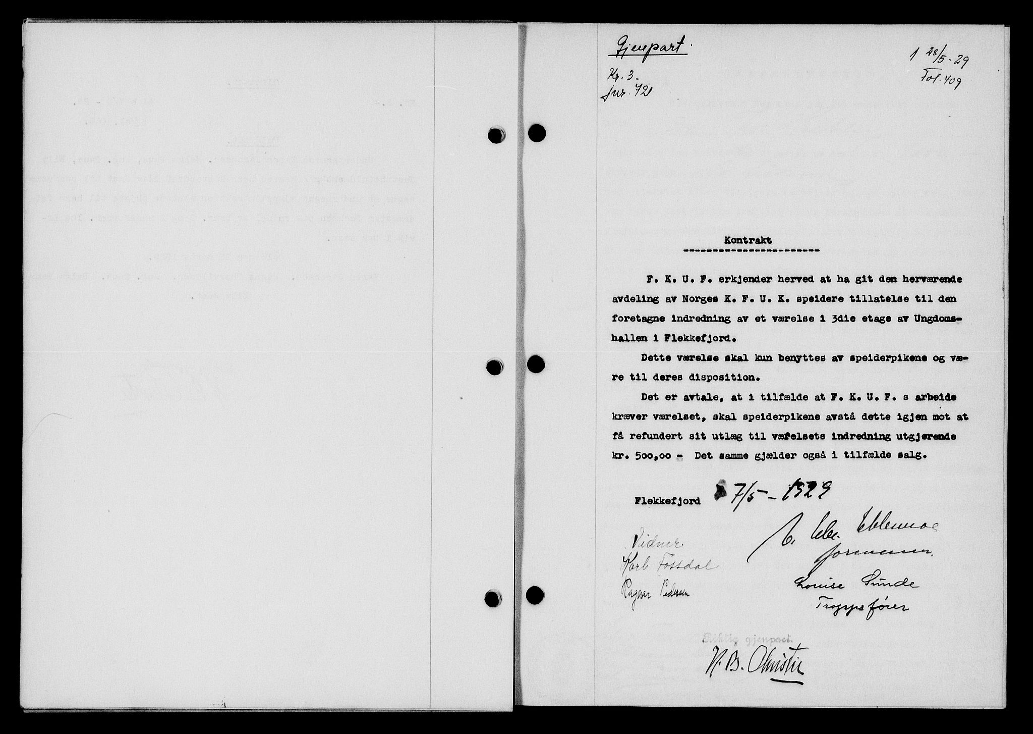 Flekkefjord sorenskriveri, AV/SAK-1221-0001/G/Gb/Gba/L0045: Mortgage book no. 43, 1929-1930, Deed date: 28.05.1929