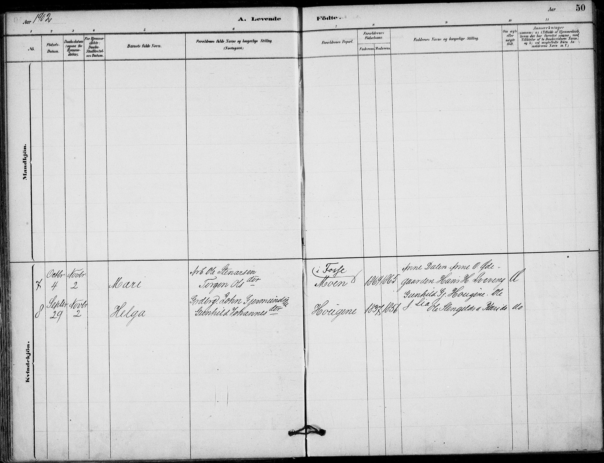 Hjartdal kirkebøker, SAKO/A-270/F/Fb/L0002: Parish register (official) no. II 2, 1880-1932, p. 50