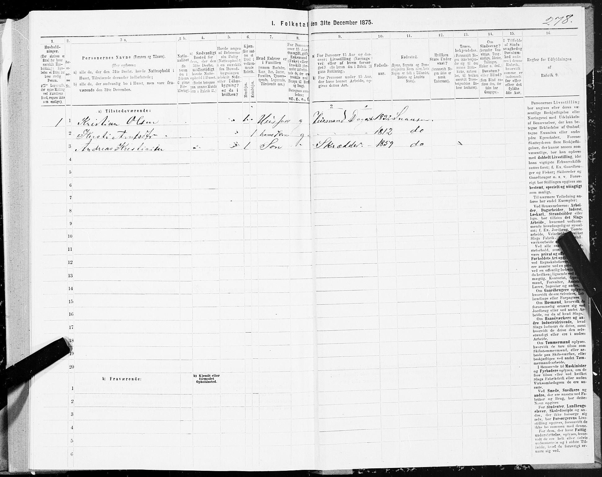 SAT, 1875 census for 1736P Snåsa, 1875, p. 1278