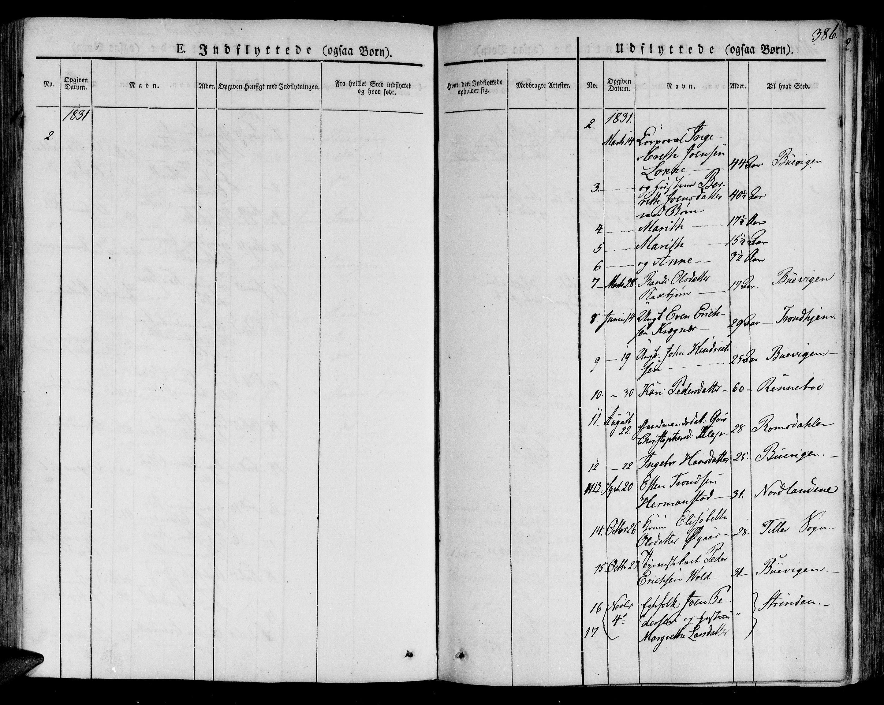 Ministerialprotokoller, klokkerbøker og fødselsregistre - Sør-Trøndelag, SAT/A-1456/691/L1070: Parish register (official) no. 691A05 /1, 1826-1841, p. 386