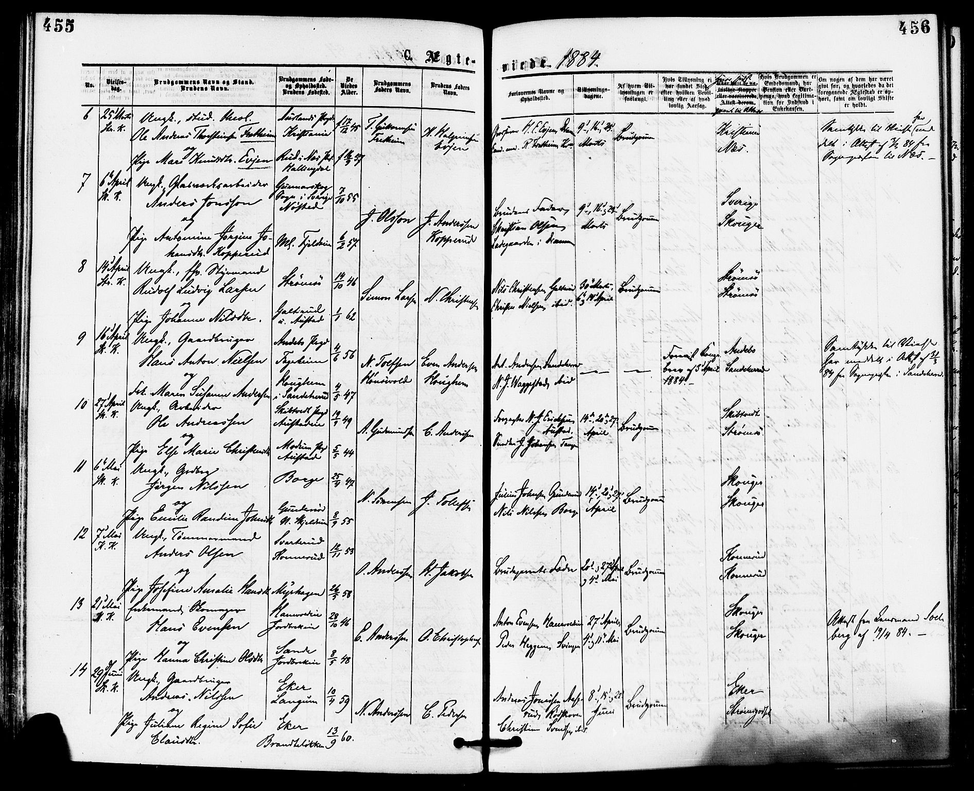 Skoger kirkebøker, SAKO/A-59/F/Fa/L0005: Parish register (official) no. I 5, 1873-1884, p. 455-456