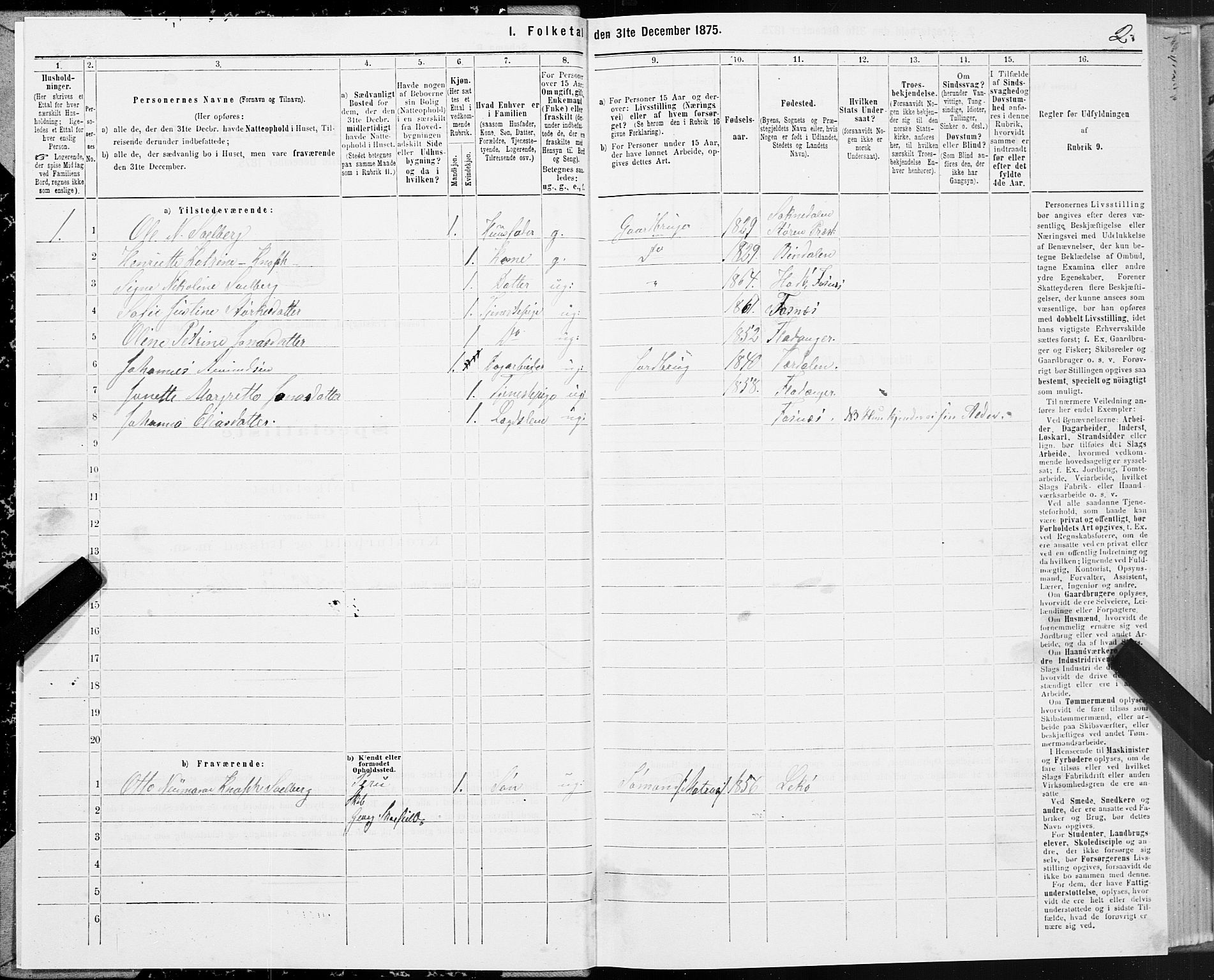 SAT, 1875 census for 1748P Fosnes, 1875, p. 3002