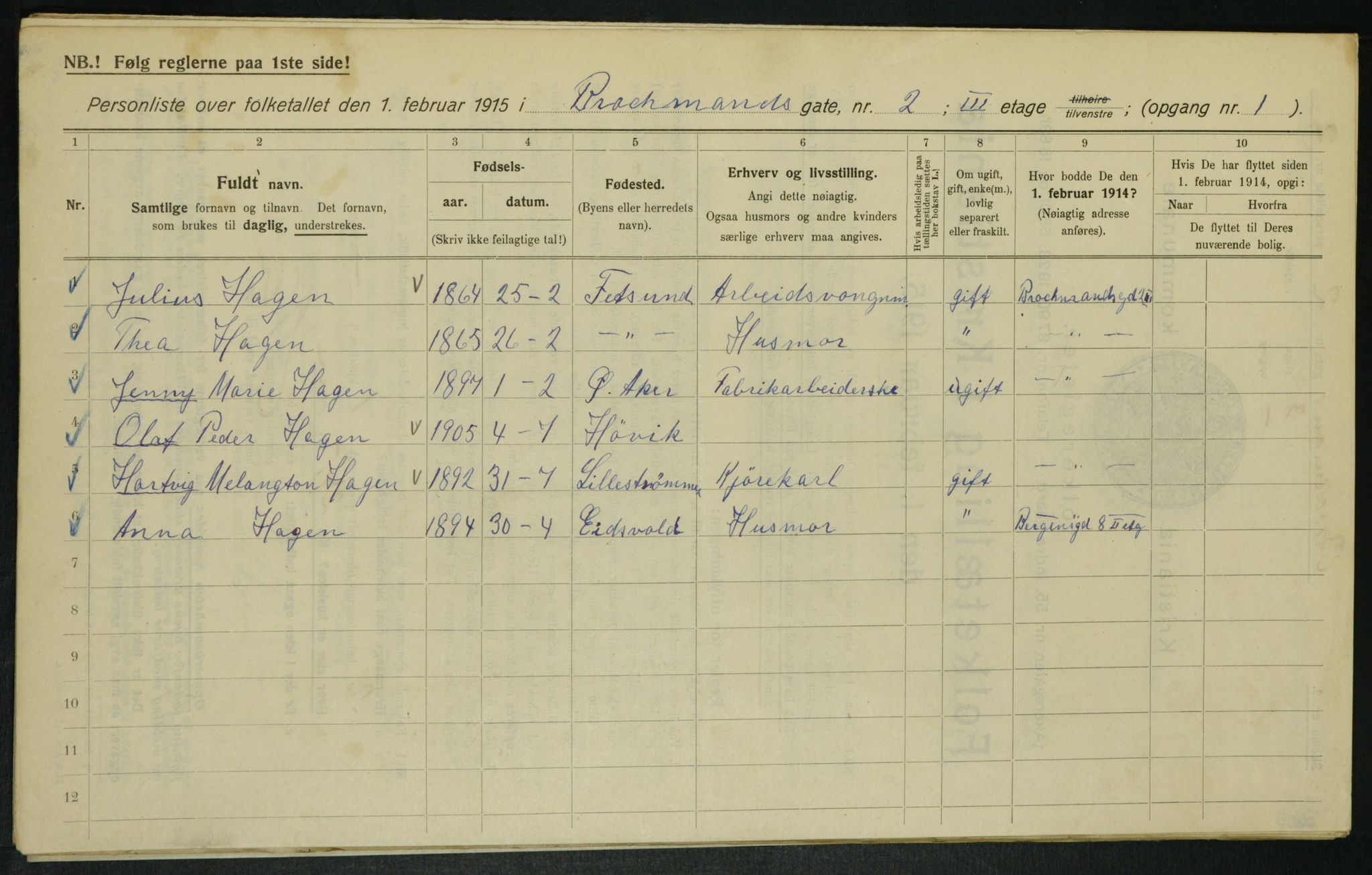 OBA, Municipal Census 1915 for Kristiania, 1915, p. 9557