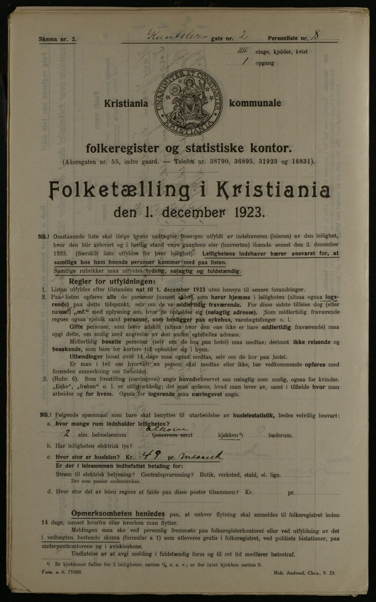 OBA, Municipal Census 1923 for Kristiania, 1923, p. 53844