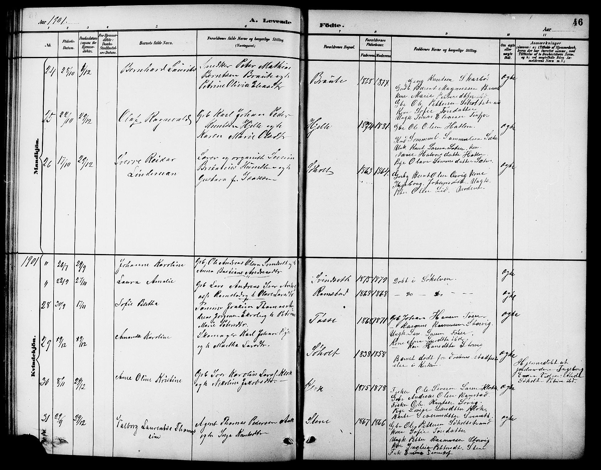 Ministerialprotokoller, klokkerbøker og fødselsregistre - Møre og Romsdal, AV/SAT-A-1454/522/L0327: Parish register (copy) no. 522C06, 1890-1915, p. 46