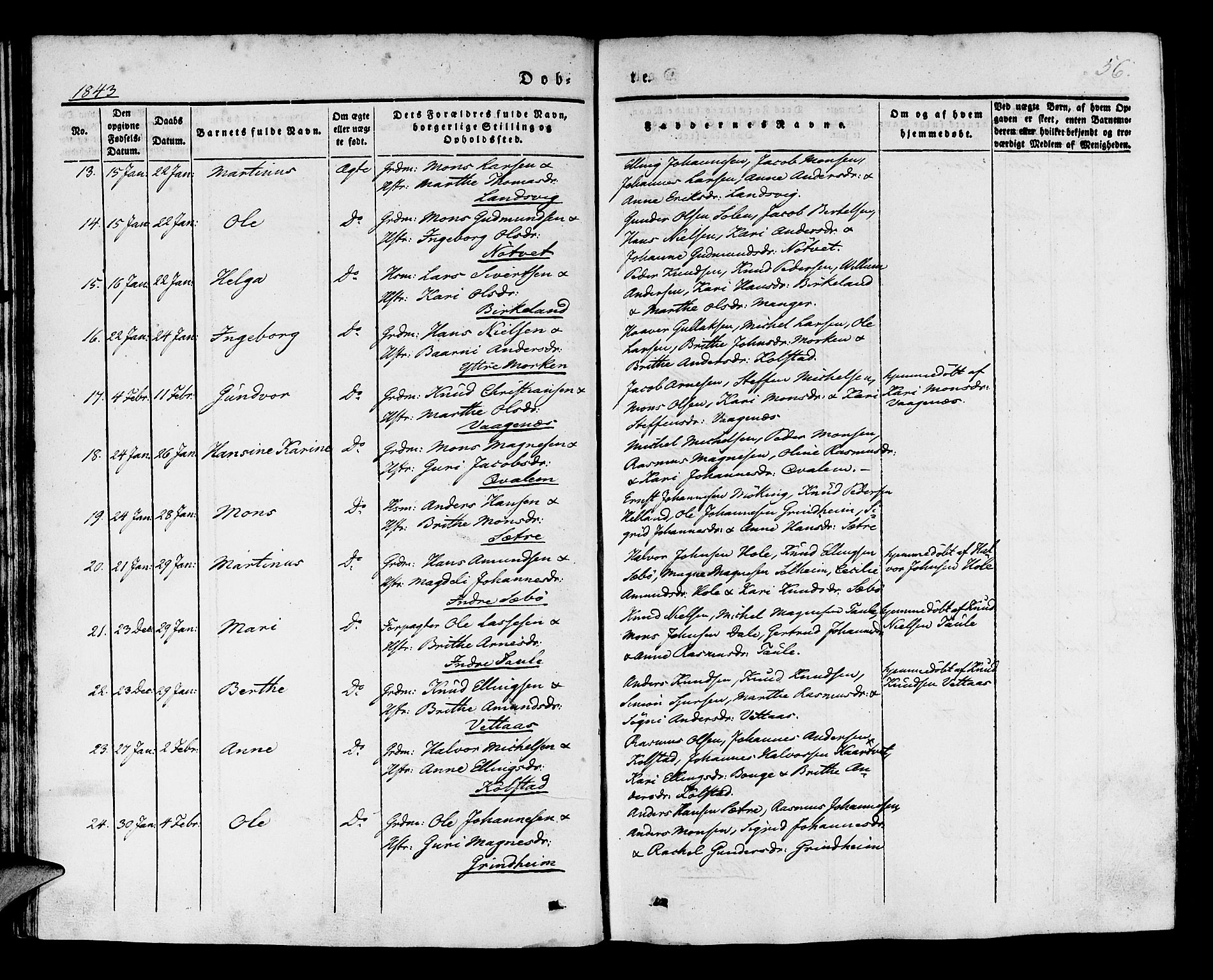 Manger sokneprestembete, AV/SAB-A-76801/H/Haa: Parish register (official) no. A 5, 1839-1848, p. 56