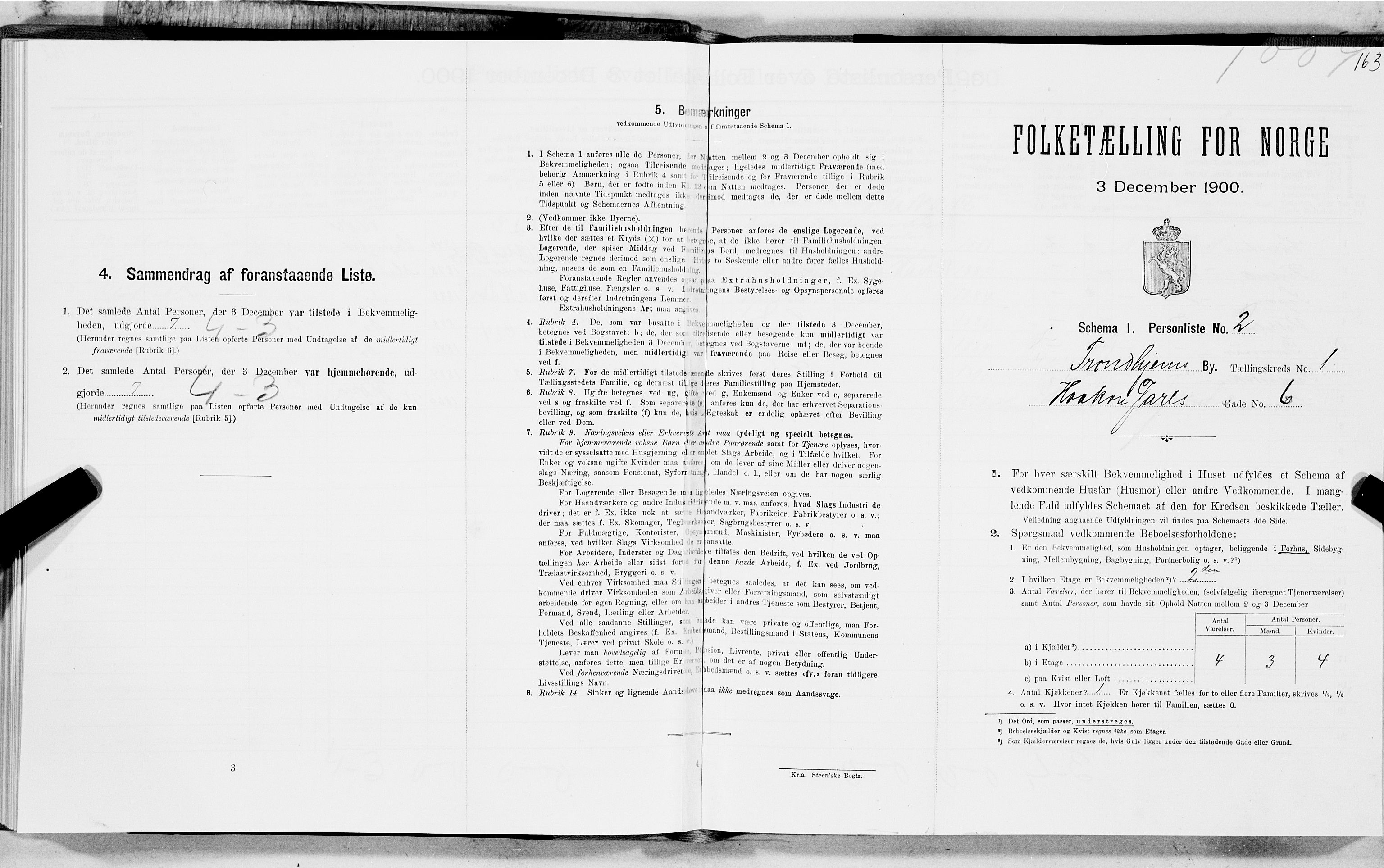 SAT, 1900 census for Trondheim, 1900, p. 335