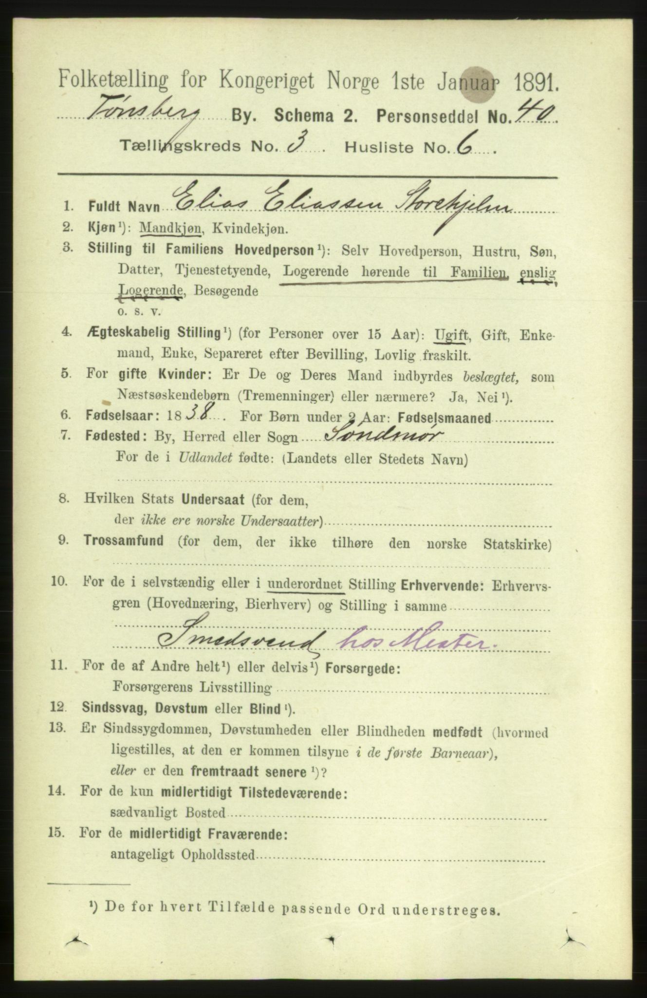 RA, 1891 census for 0705 Tønsberg, 1891, p. 1781