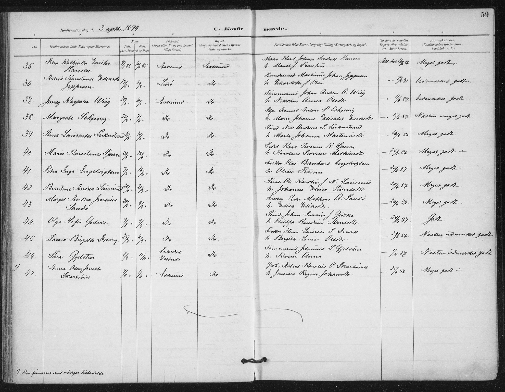 Ministerialprotokoller, klokkerbøker og fødselsregistre - Møre og Romsdal, AV/SAT-A-1454/529/L0457: Parish register (official) no. 529A07, 1894-1903, p. 59