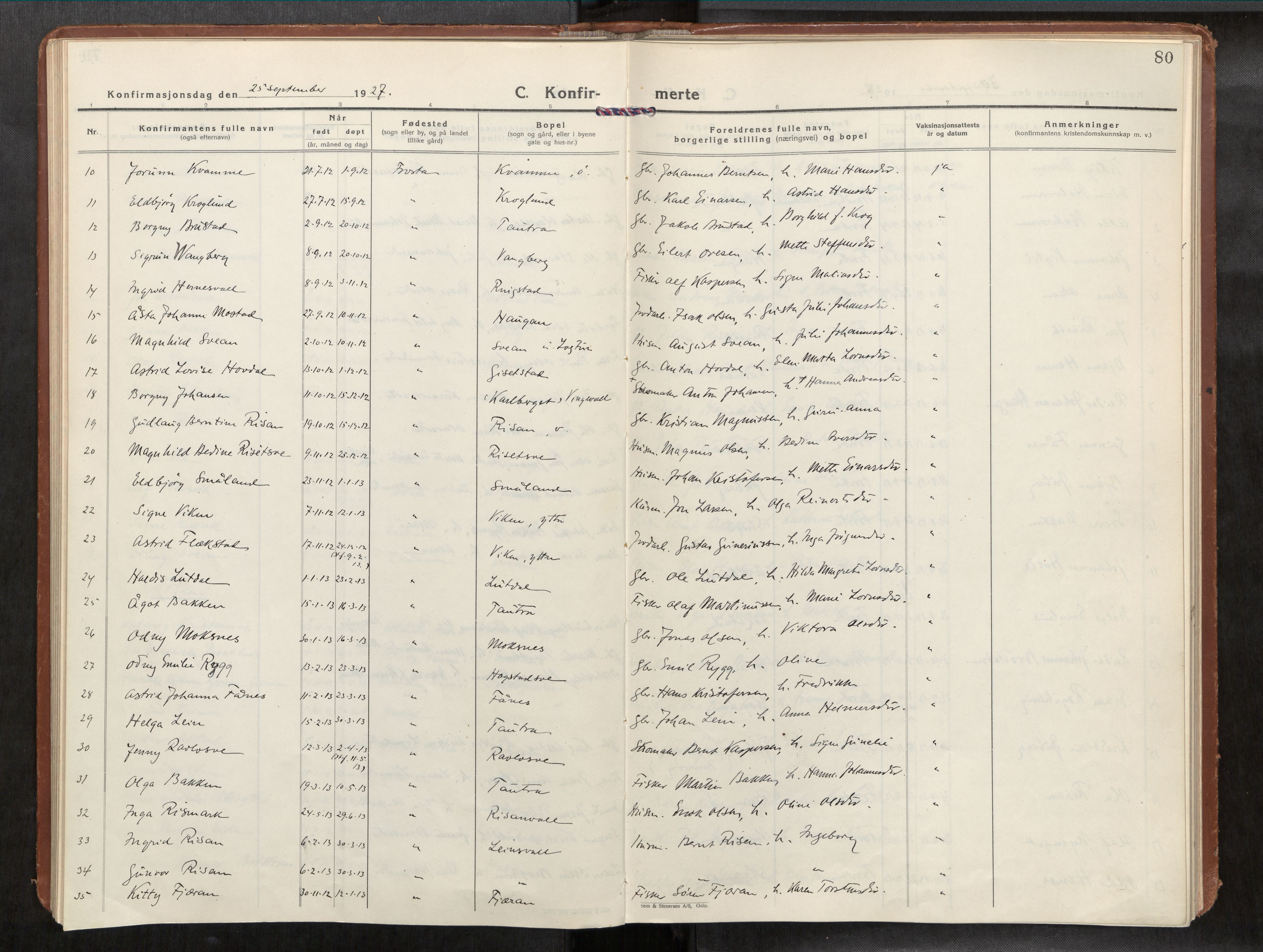 Frosta sokneprestkontor, AV/SAT-A-4380/2/H/Haa/L0001: Parish register (official) no. 1, 1926-1934, p. 80