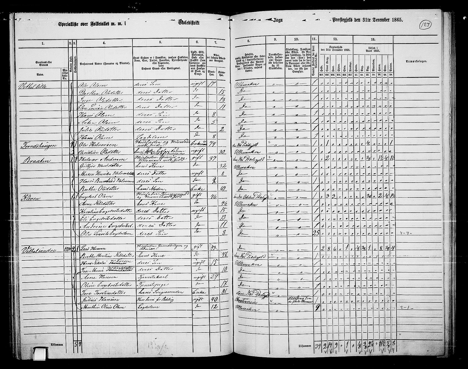 RA, 1865 census for Ullensaker, 1865, p. 111