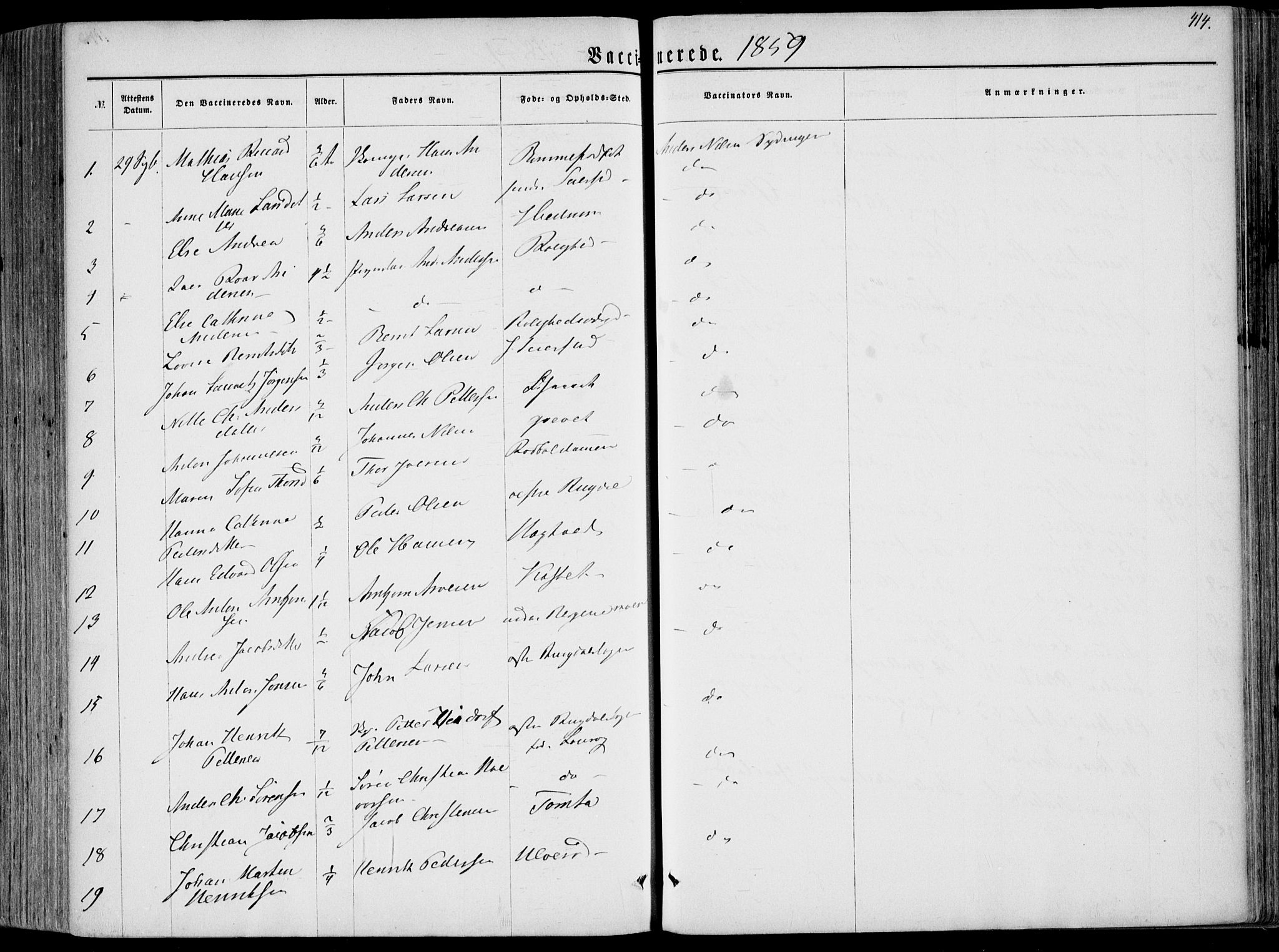 Hedrum kirkebøker, AV/SAKO-A-344/F/Fa/L0007: Parish register (official) no. I 7, 1857-1868, p. 414