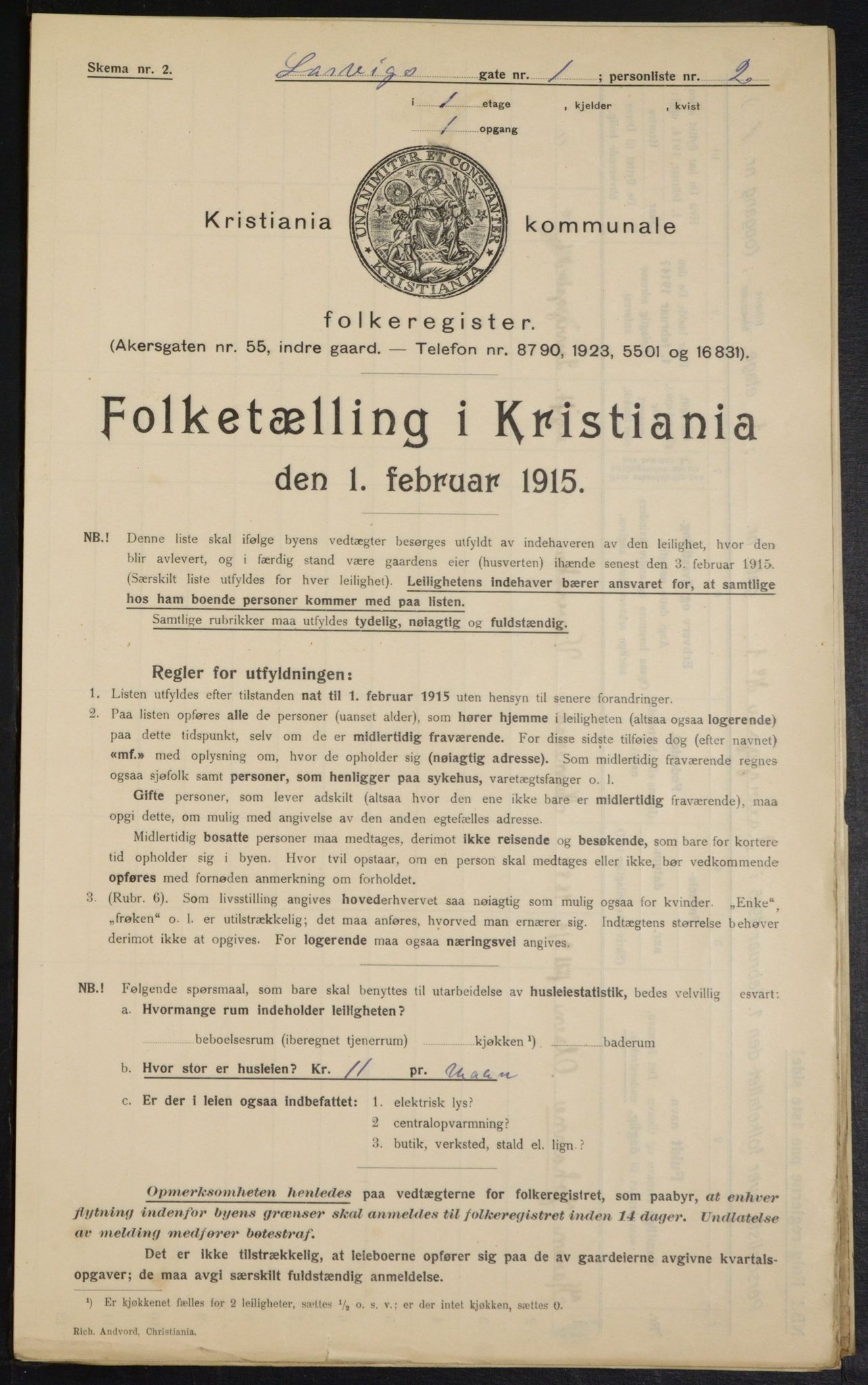 OBA, Municipal Census 1915 for Kristiania, 1915, p. 56577