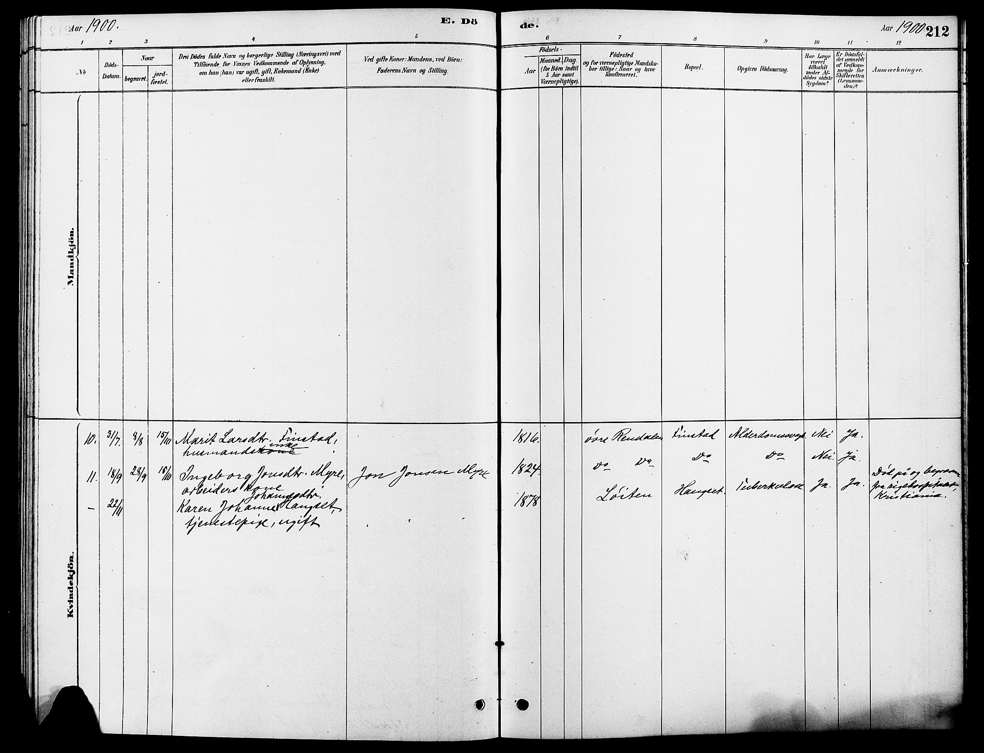 Rendalen prestekontor, SAH/PREST-054/H/Ha/Hab/L0003: Parish register (copy) no. 3, 1879-1904, p. 212