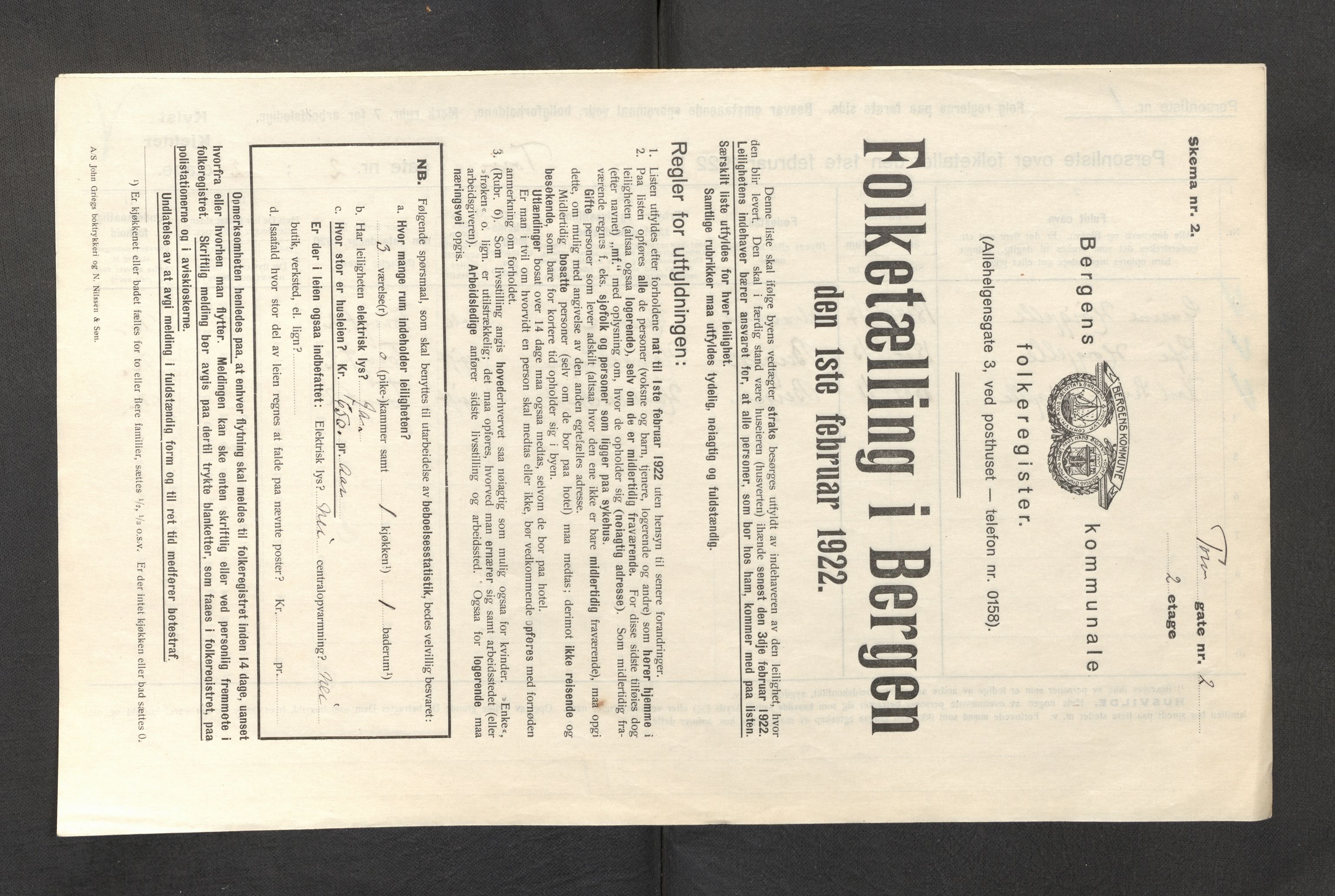 SAB, Municipal Census 1922 for Bergen, 1922, p. 44567