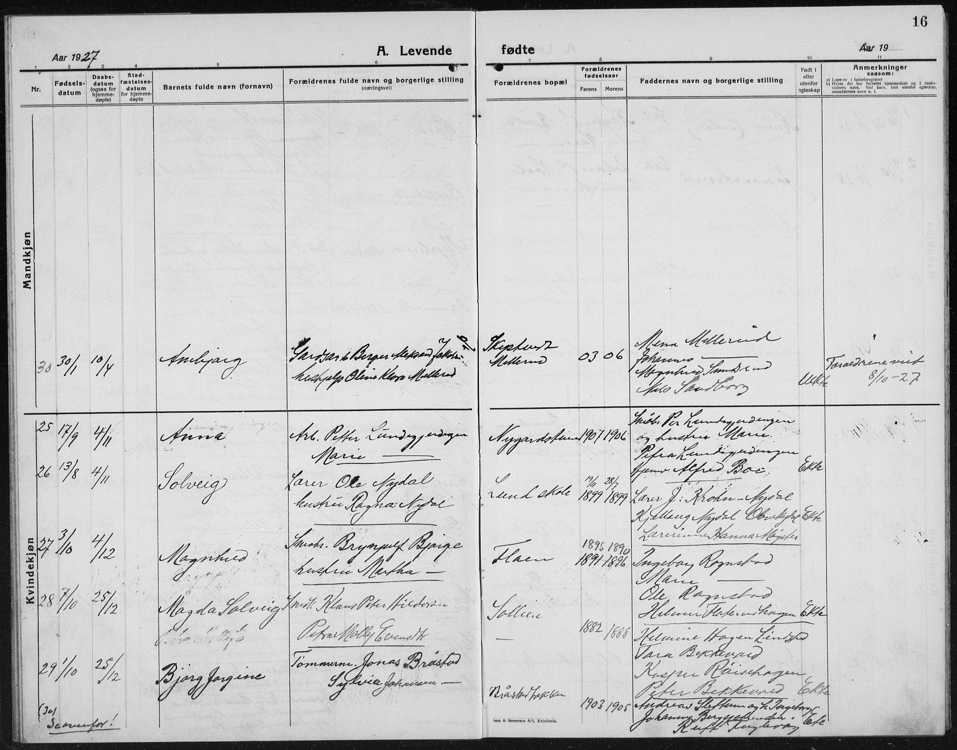 Kolbu prestekontor, SAH/PREST-110/H/Ha/Hab/L0002: Parish register (copy) no. 2, 1925-1942, p. 16