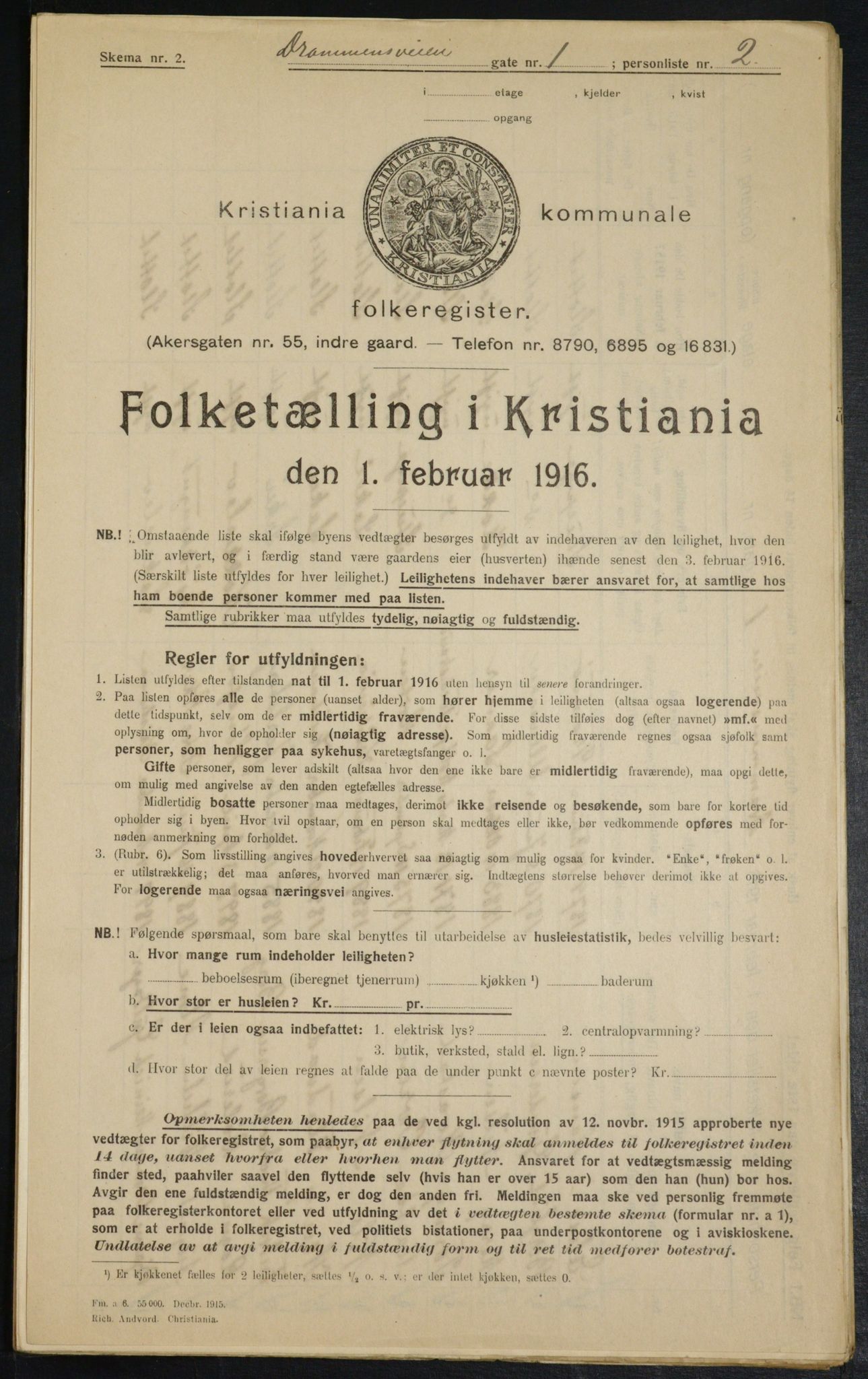 OBA, Municipal Census 1916 for Kristiania, 1916, p. 16325