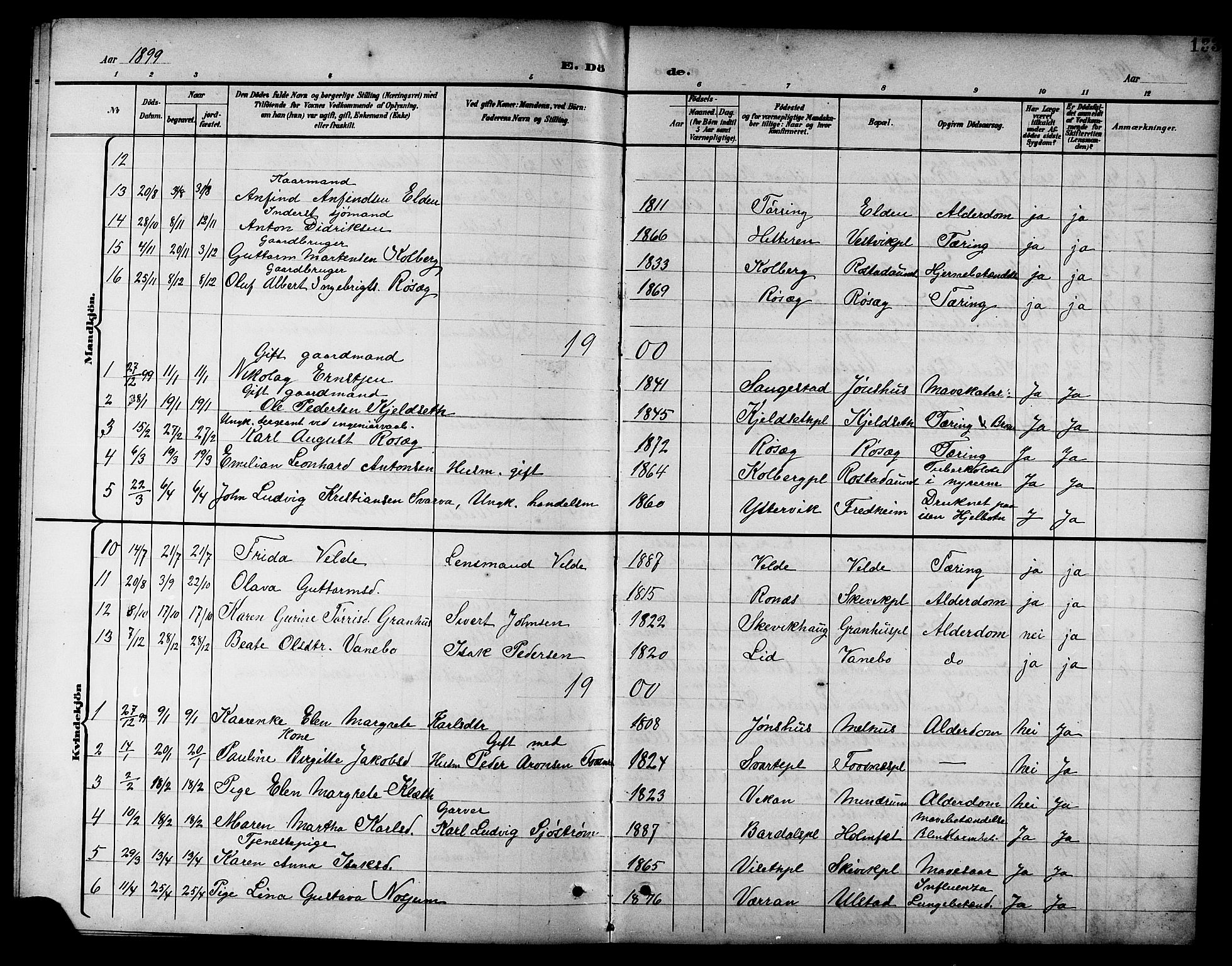 Ministerialprotokoller, klokkerbøker og fødselsregistre - Nord-Trøndelag, SAT/A-1458/741/L0401: Parish register (copy) no. 741C02, 1899-1911, p. 133