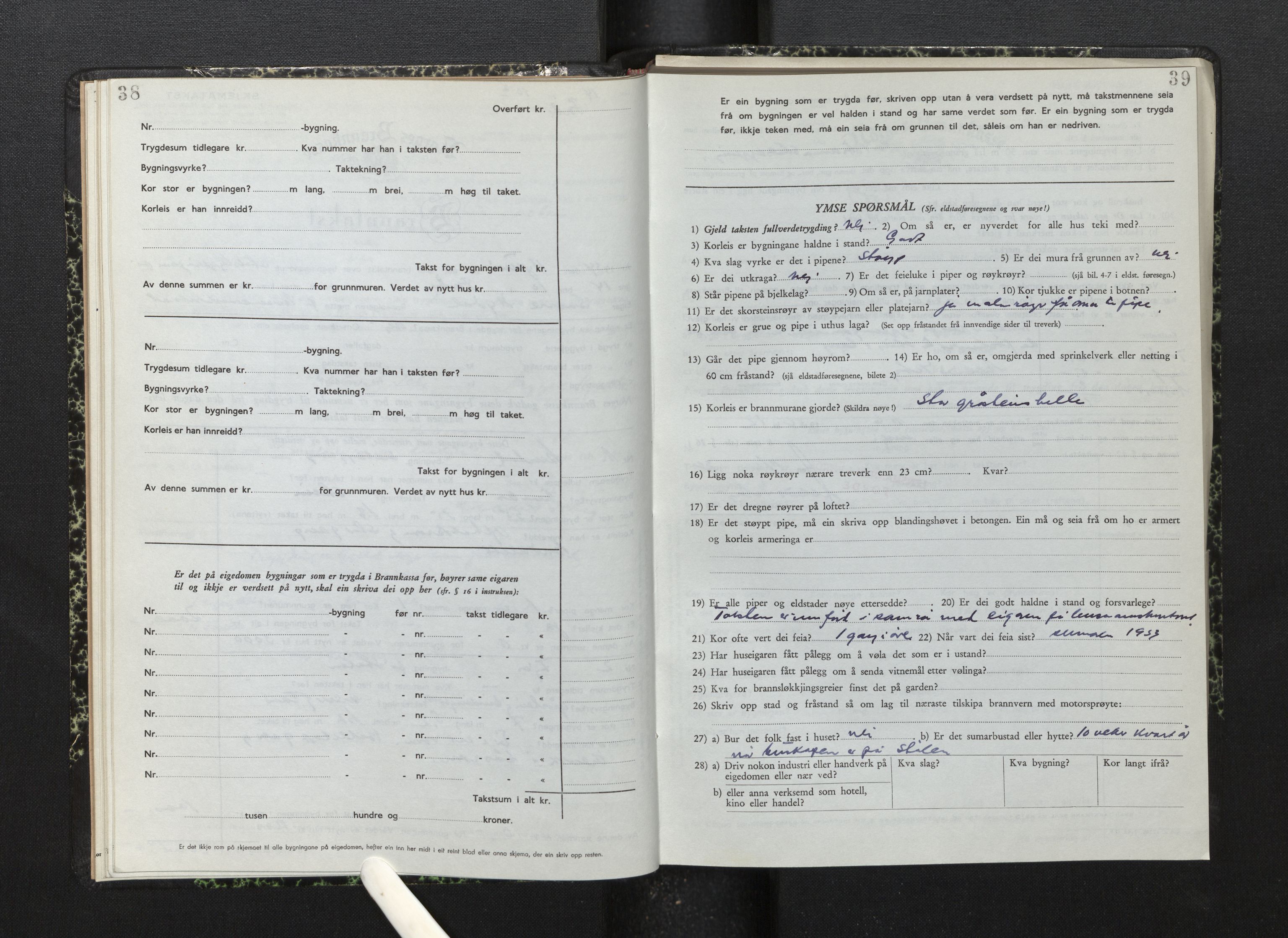 Lensmannen i Førde, SAB/A-27401/0012/L0011: Branntakstprotokoll, skjematakst, 1948-1954, p. 38-39