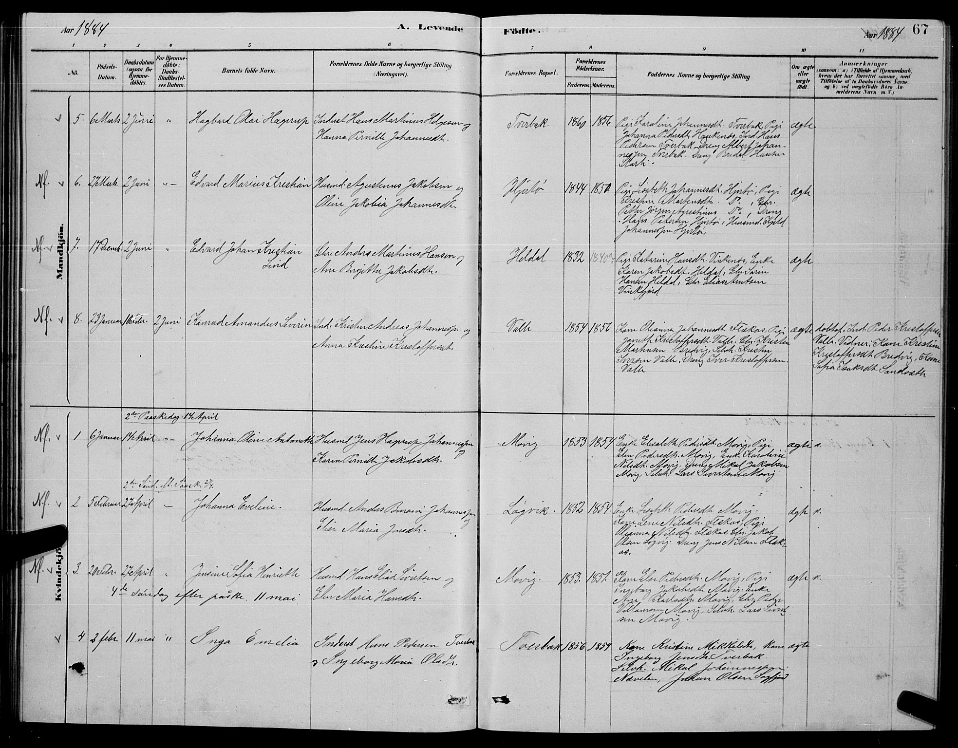 Ministerialprotokoller, klokkerbøker og fødselsregistre - Nordland, AV/SAT-A-1459/853/L0776: Parish register (copy) no. 853C04, 1878-1889, p. 67