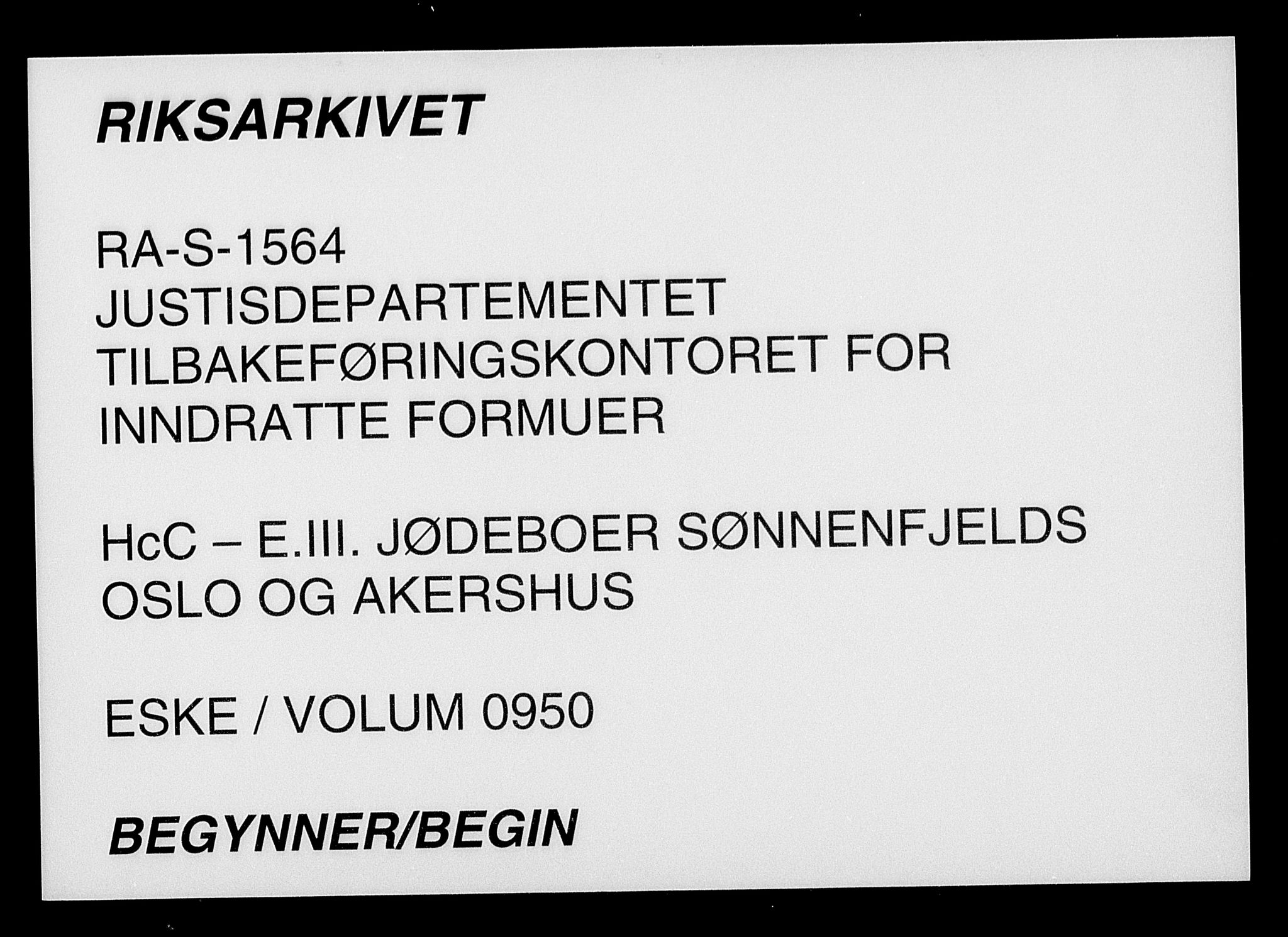 Justisdepartementet, Tilbakeføringskontoret for inndratte formuer, AV/RA-S-1564/H/Hc/Hcc/L0950: --, 1945-1947, p. 1