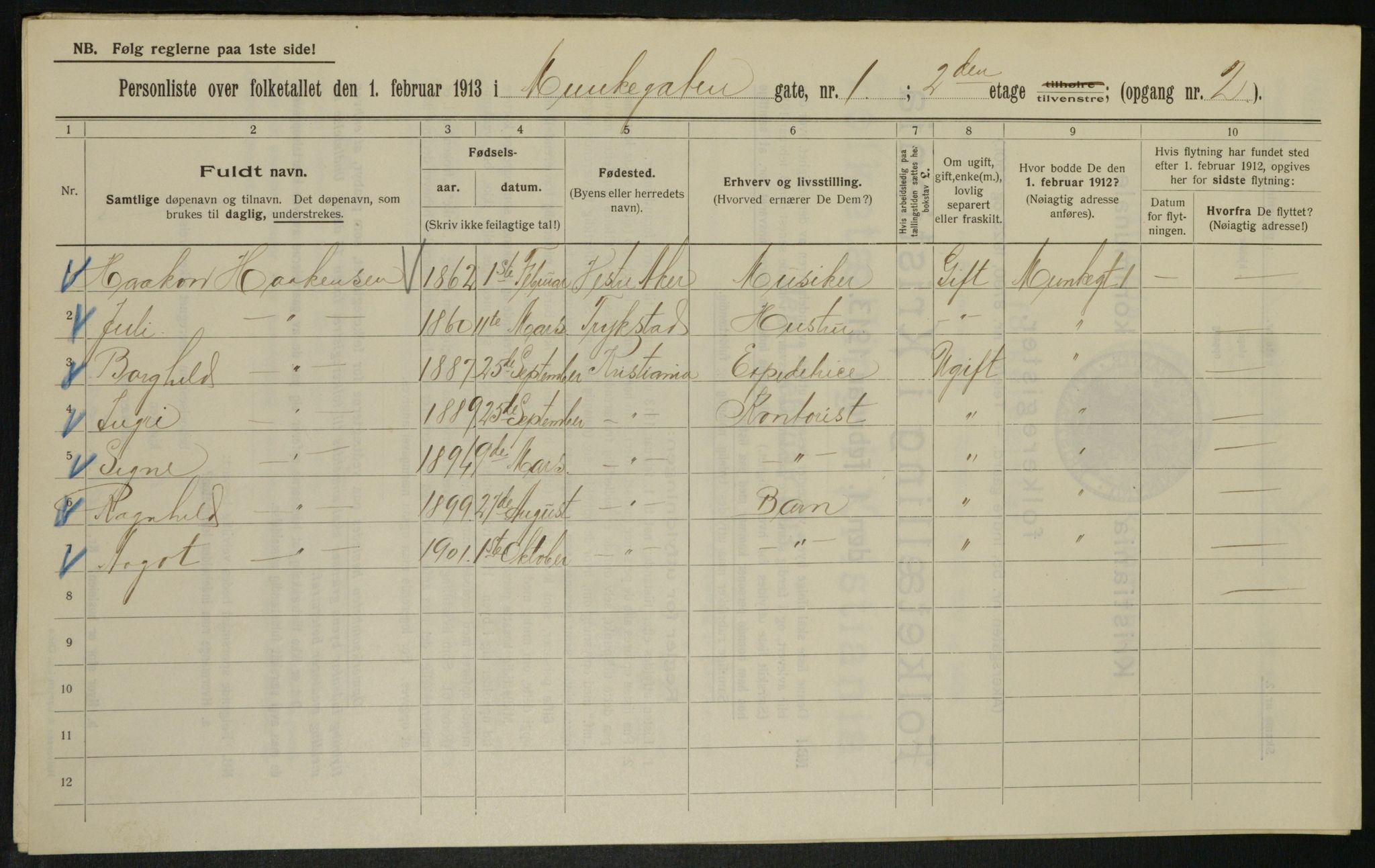 OBA, Municipal Census 1913 for Kristiania, 1913, p. 67902