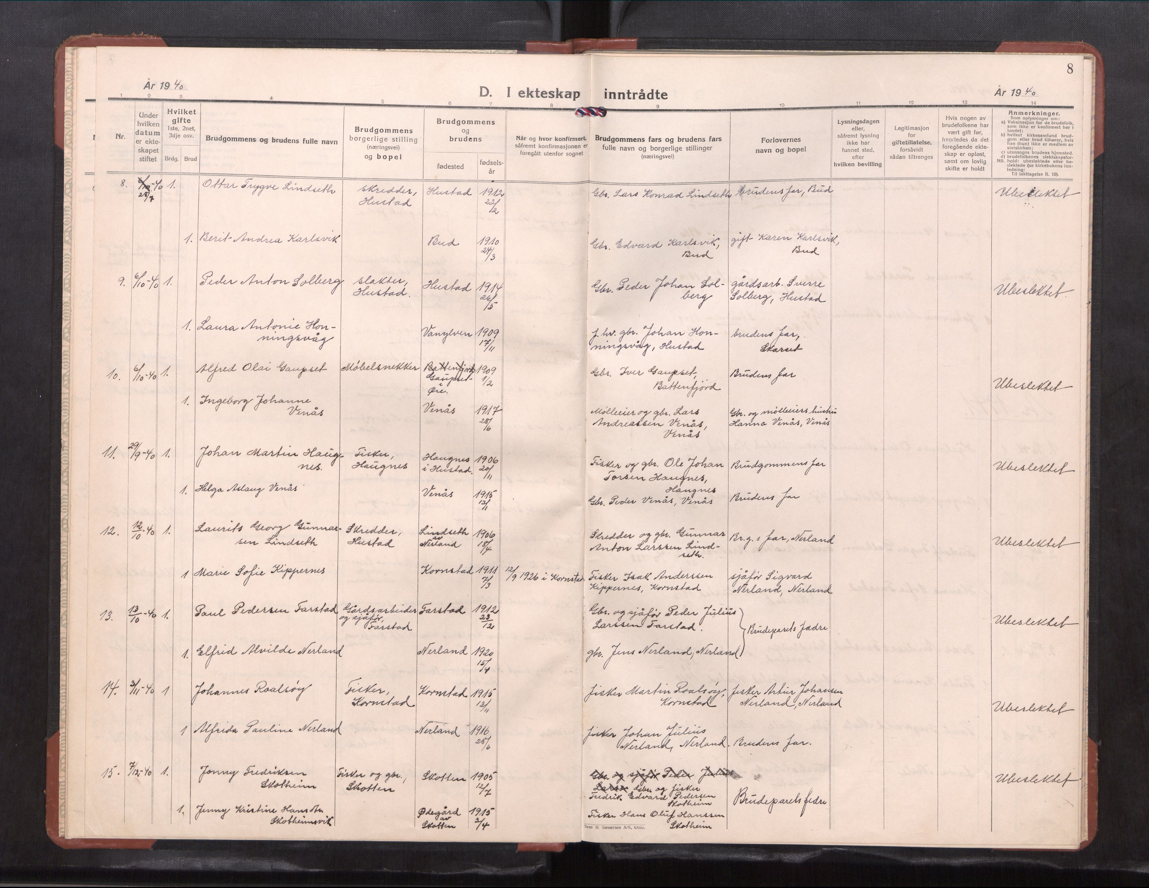 Ministerialprotokoller, klokkerbøker og fødselsregistre - Møre og Romsdal, AV/SAT-A-1454/567/L0787: Parish register (copy) no. 567---, 1939-1954, p. 8