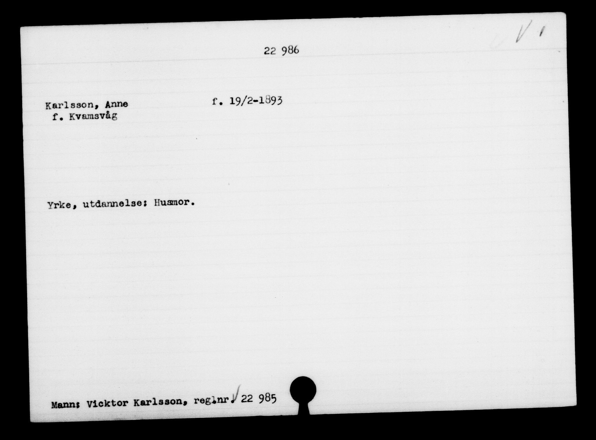 Den Kgl. Norske Legasjons Flyktningskontor, AV/RA-S-6753/V/Va/L0010: Kjesäterkartoteket.  Flyktningenr. 22000-25314, 1940-1945, p. 1065