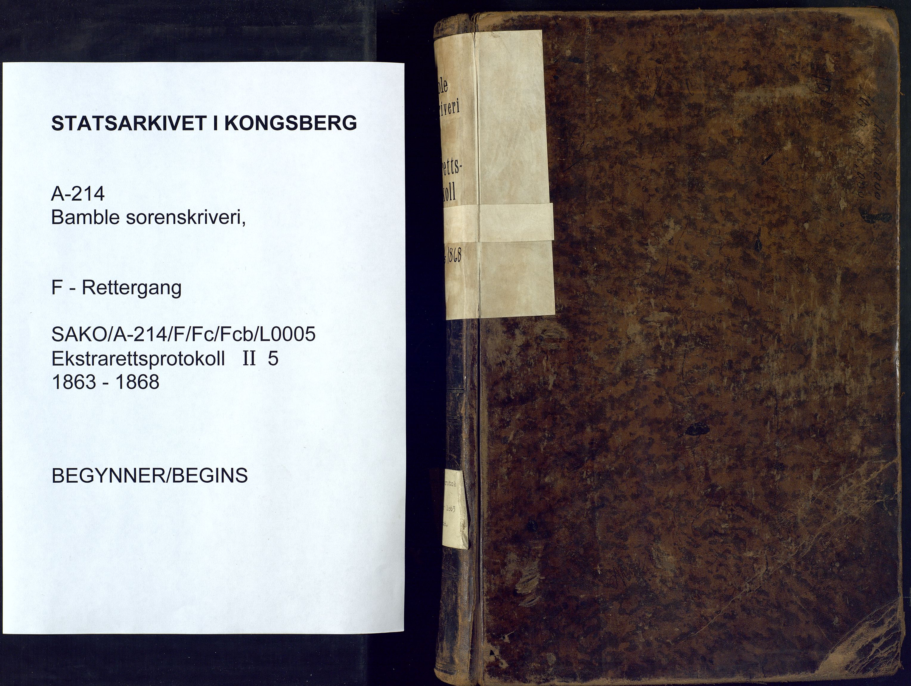 Bamble sorenskriveri, SAKO/A-214/F/Fc/Fcb/L0005: Ekstrarettprotokoll, 1863-1868