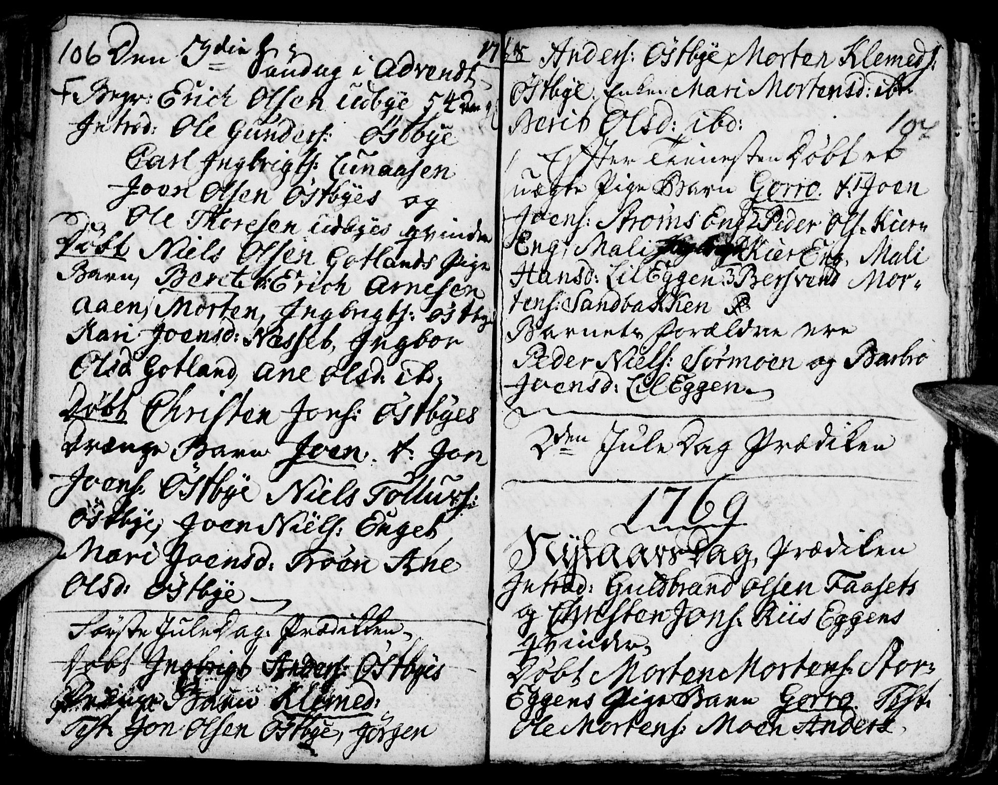 Tynset prestekontor, SAH/PREST-058/H/Ha/Haa/L0006: Parish register (official) no. 6, 1763-1779, p. 106-107