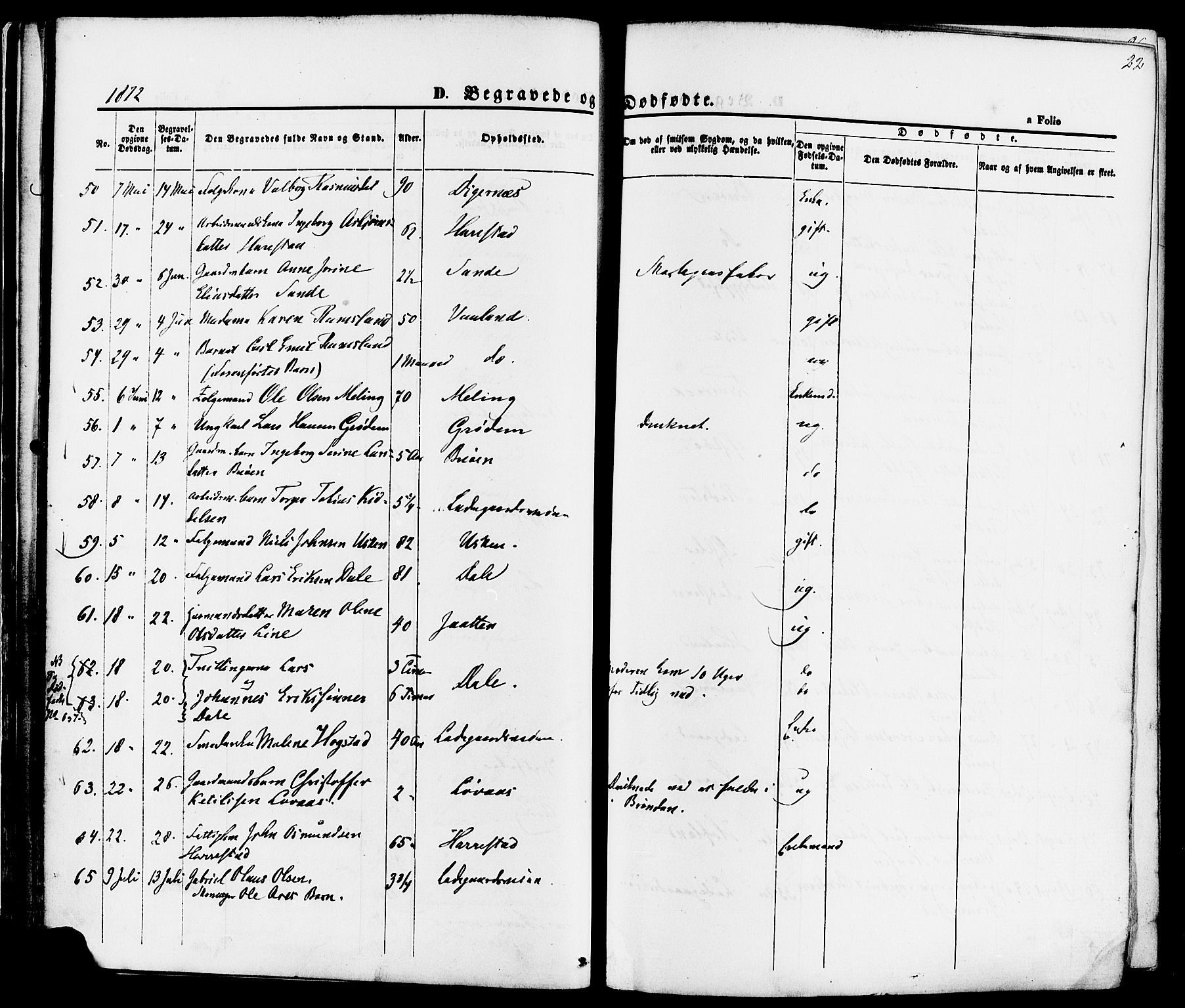 Hetland sokneprestkontor, AV/SAST-A-101826/30/30BA/L0006: Parish register (official) no. A 6, 1869-1884, p. 22