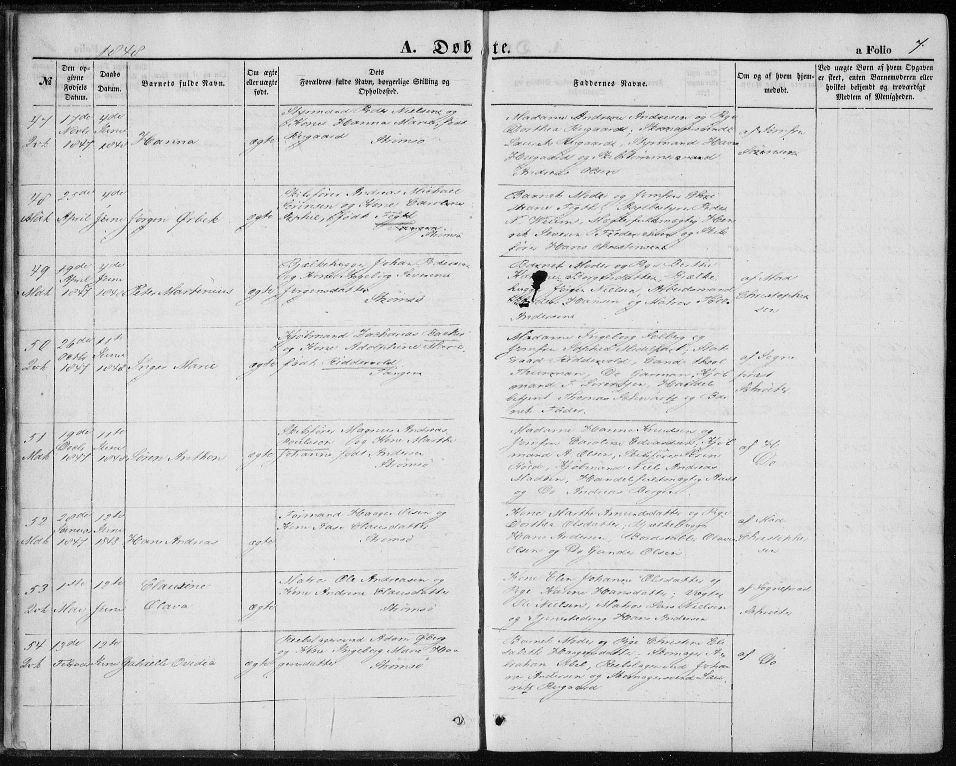 Strømsø kirkebøker, AV/SAKO-A-246/F/Fa/L0014: Parish register (official) no. I 14, 1848-1858, p. 7