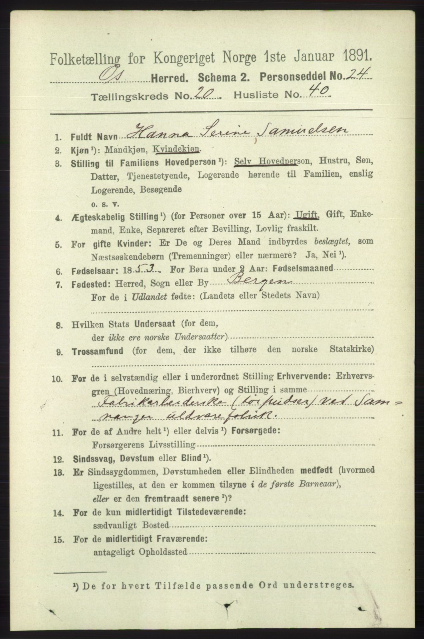 RA, 1891 census for 1243 Os, 1891, p. 4811