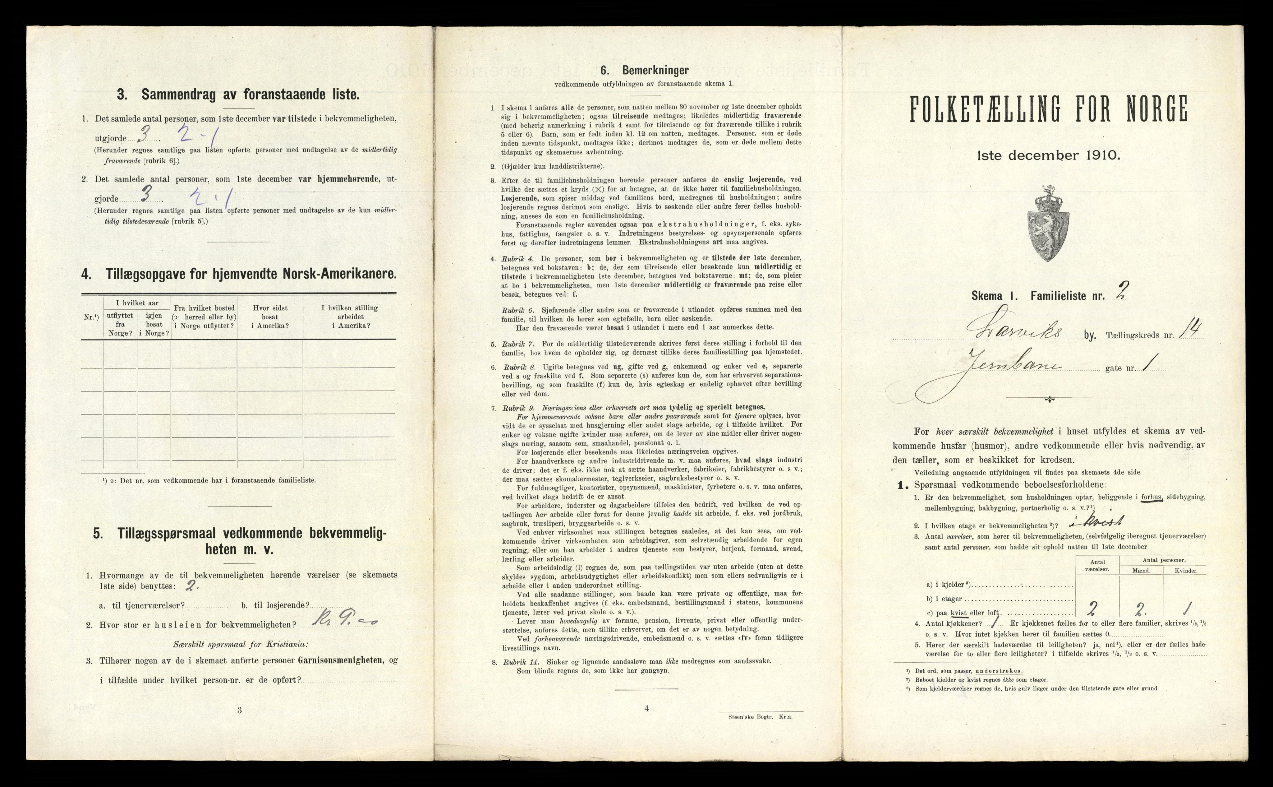 RA, 1910 census for Larvik, 1910, p. 4395