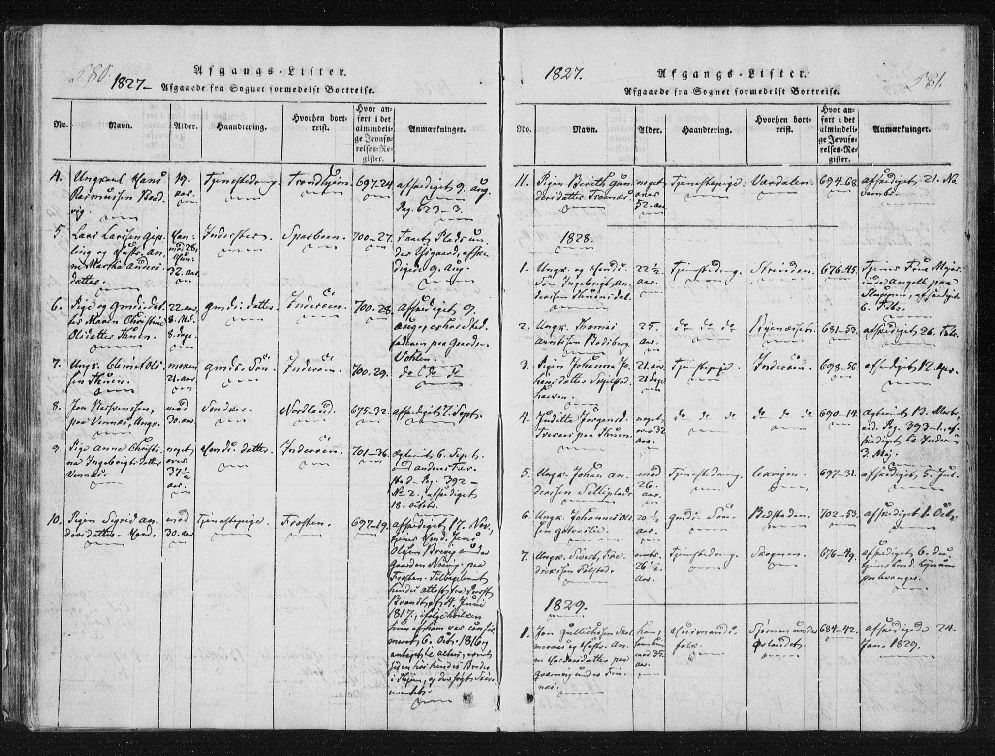 Ministerialprotokoller, klokkerbøker og fødselsregistre - Nord-Trøndelag, SAT/A-1458/744/L0417: Parish register (official) no. 744A01, 1817-1842, p. 580-581